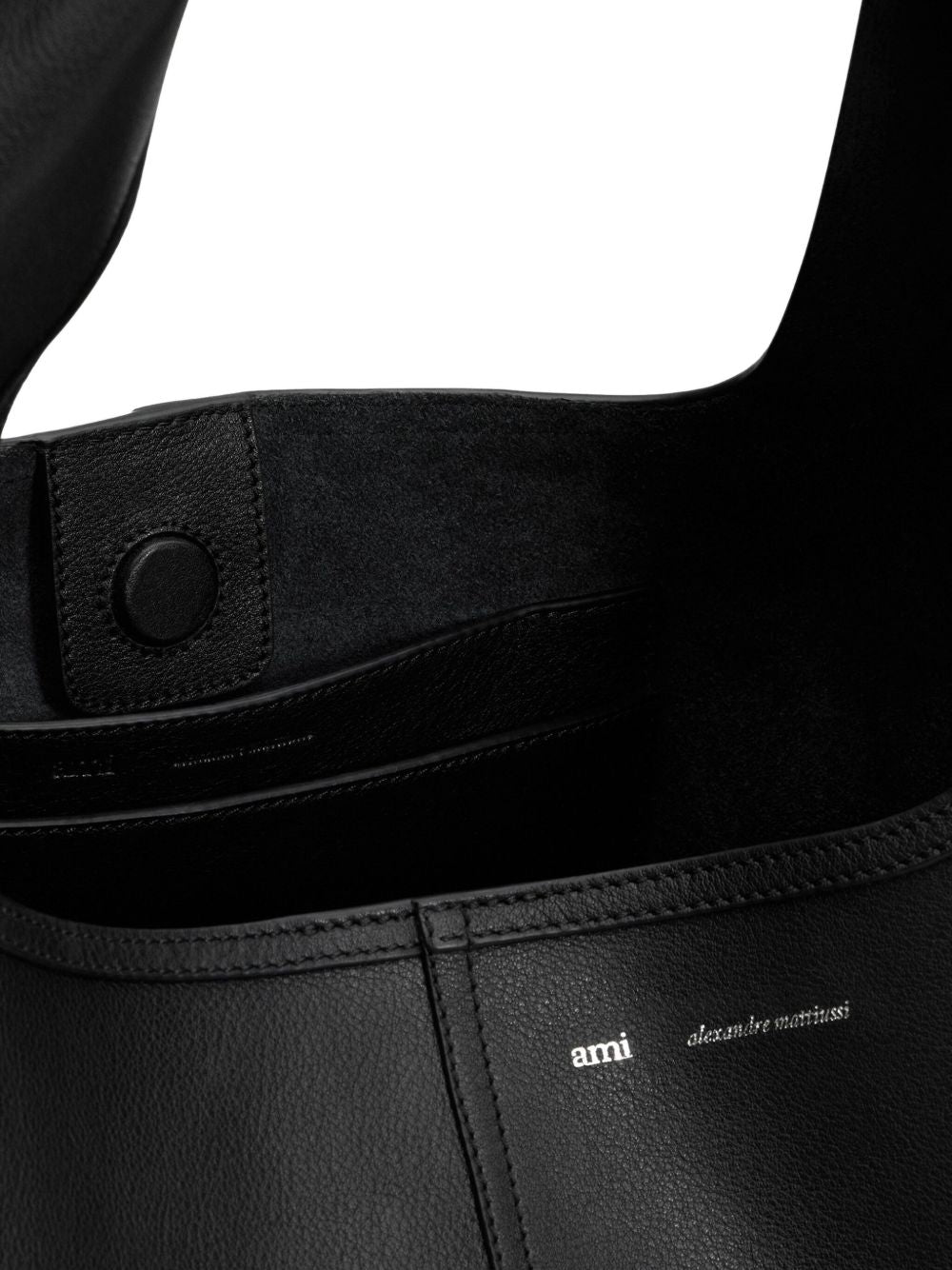Black Leather Trapezoid Bag