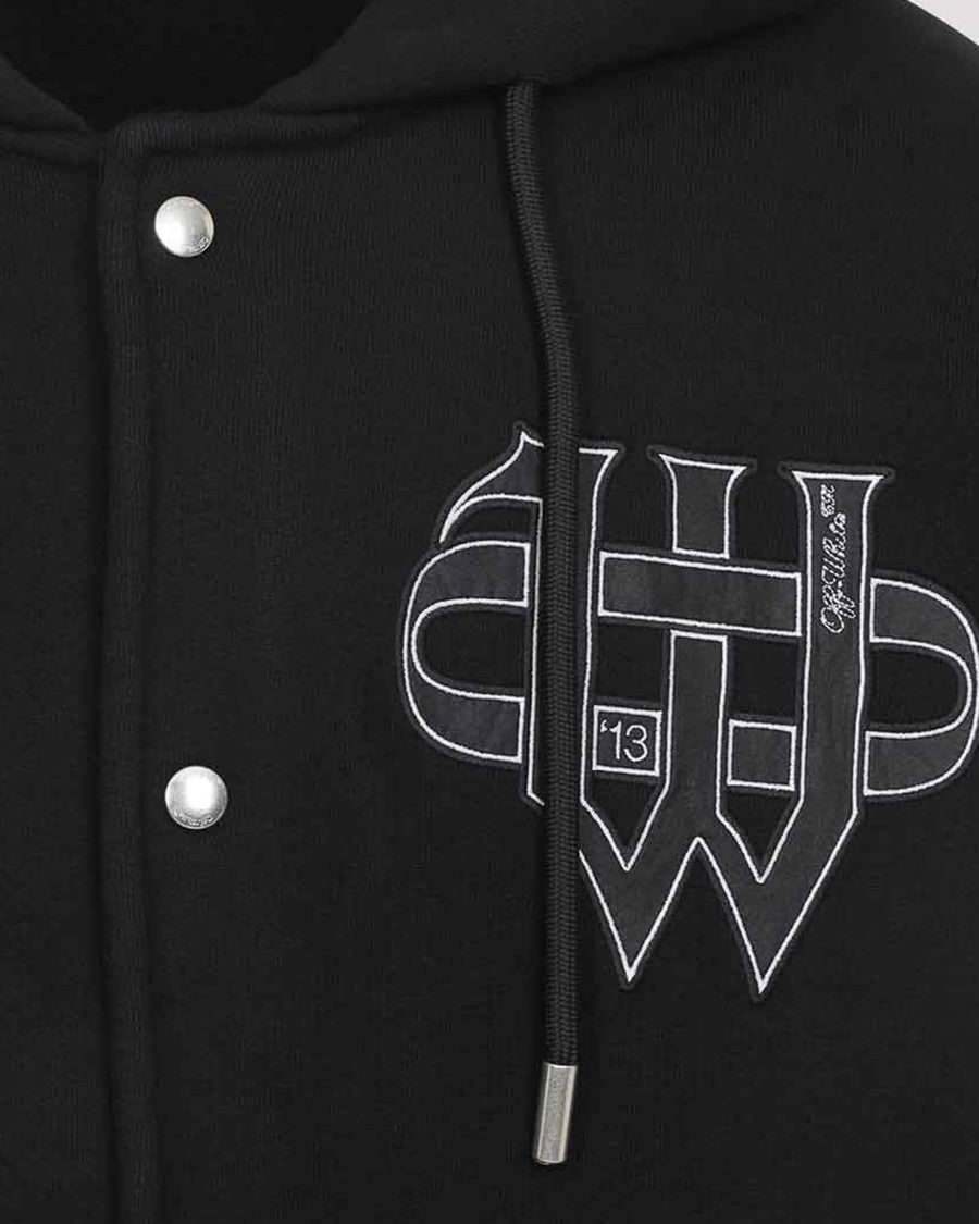 Fleece Varsity Jacket With Gothic Logo Patches