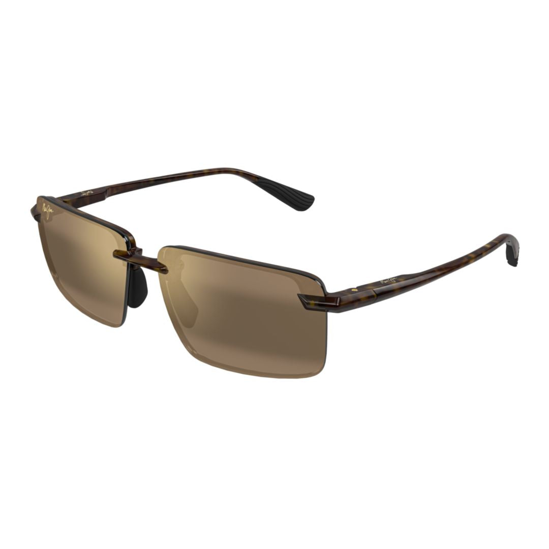 Laulima Rimless Rectangular Sunglasses with Tortoiseshell Detail