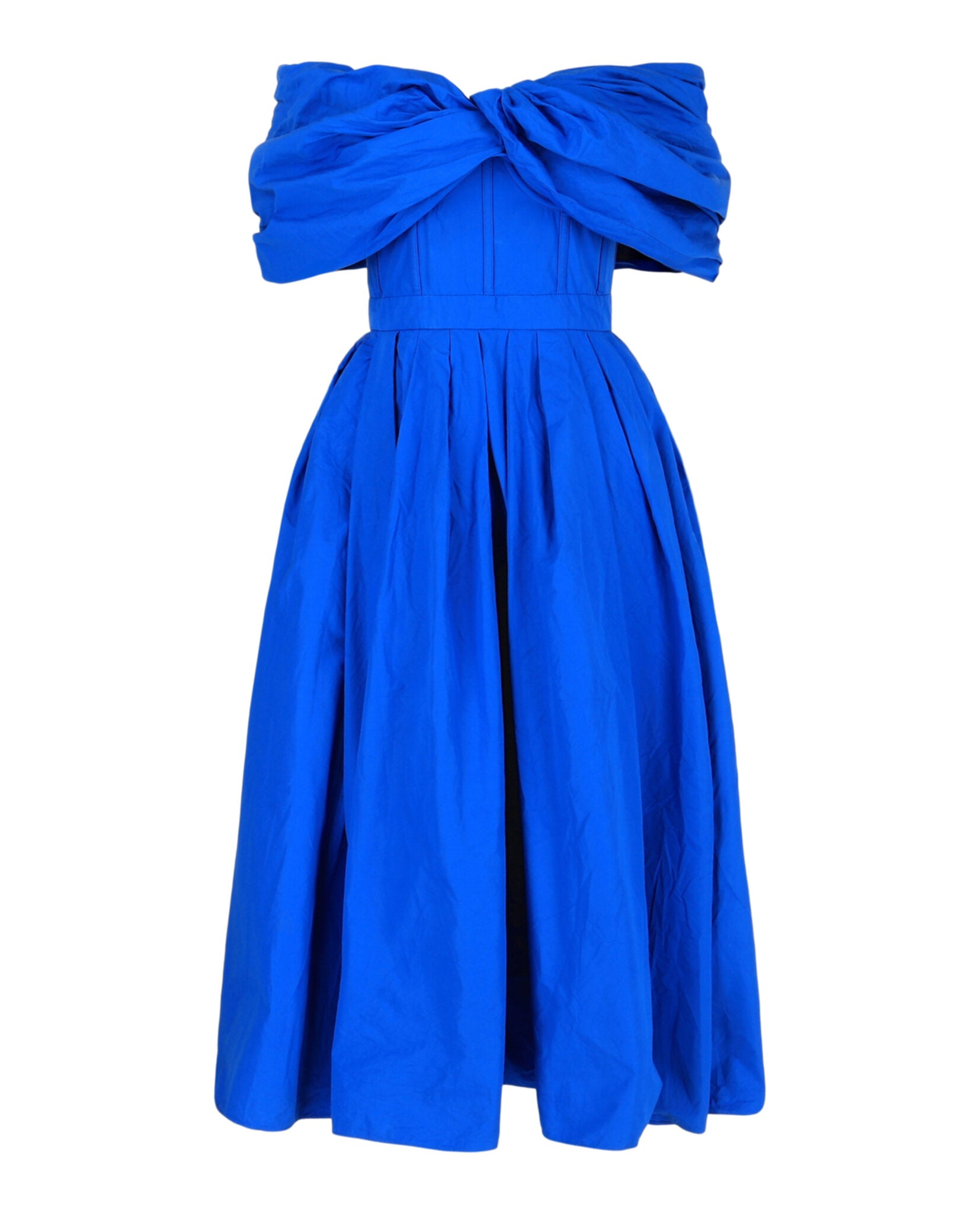 Draped Off-The-Shoulder Midi Dress