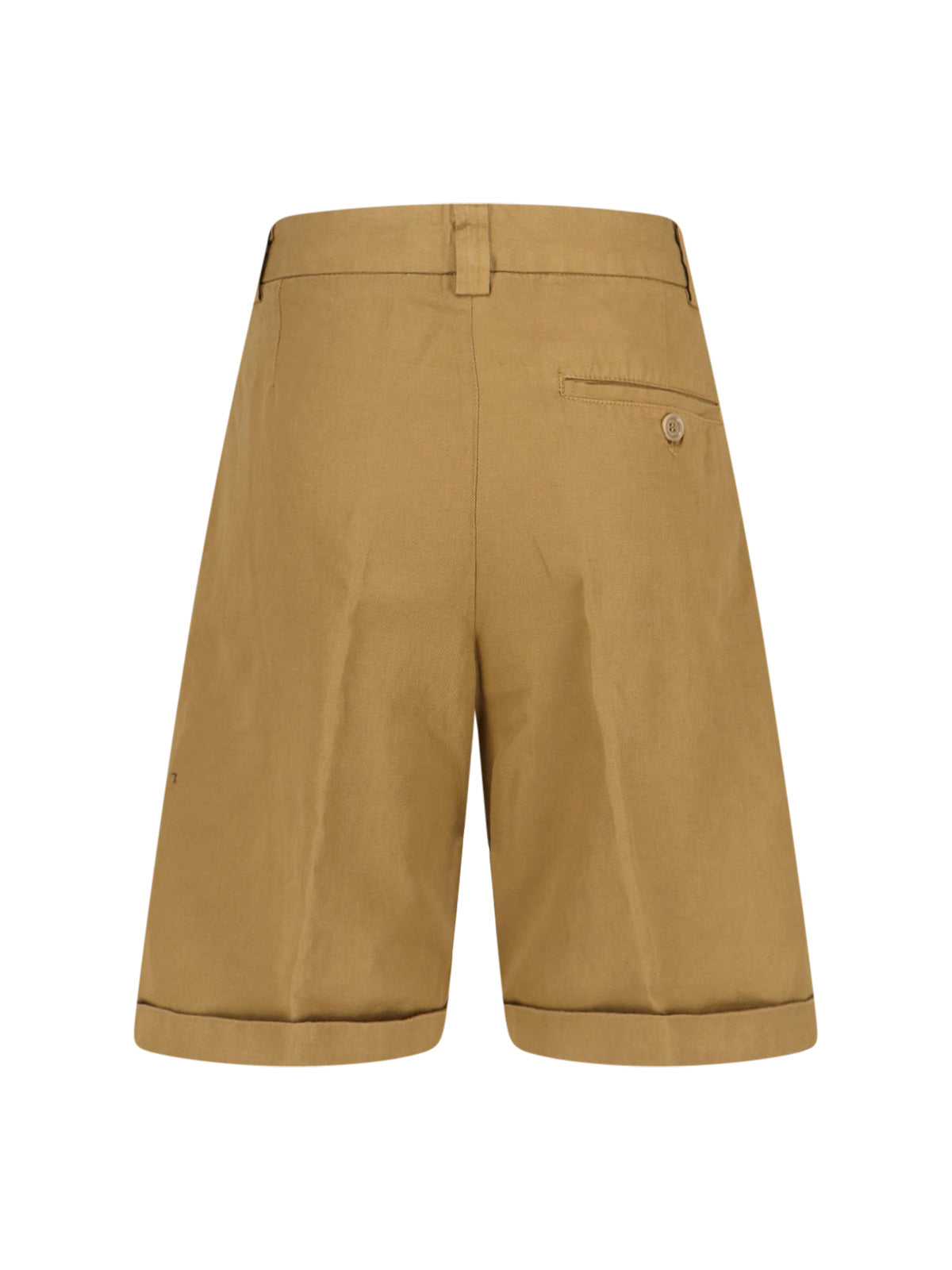 Beige Cotton Linen Shorts