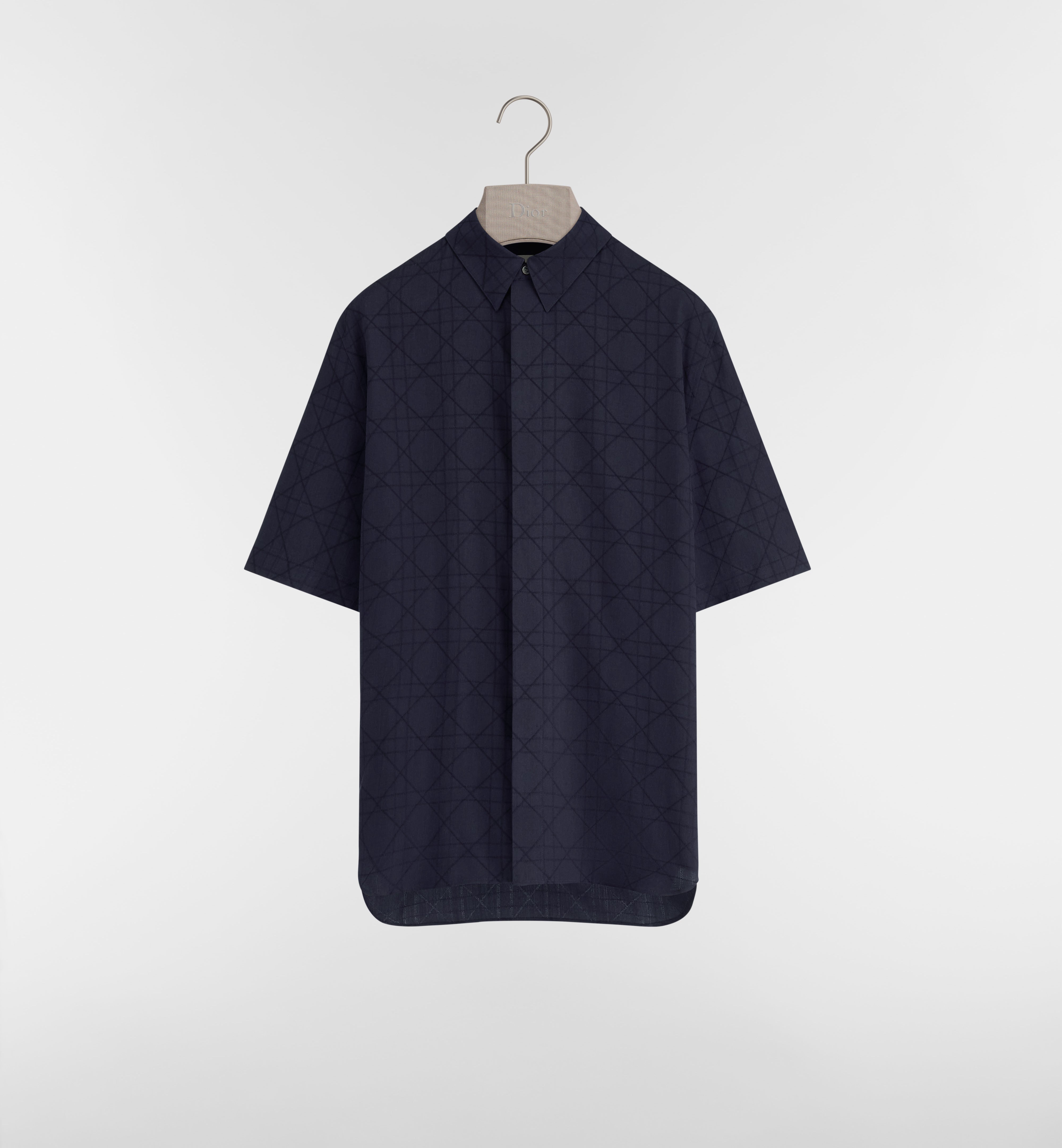 Short-Sleeve Woven Shirt With Tonal Geometric Pattern