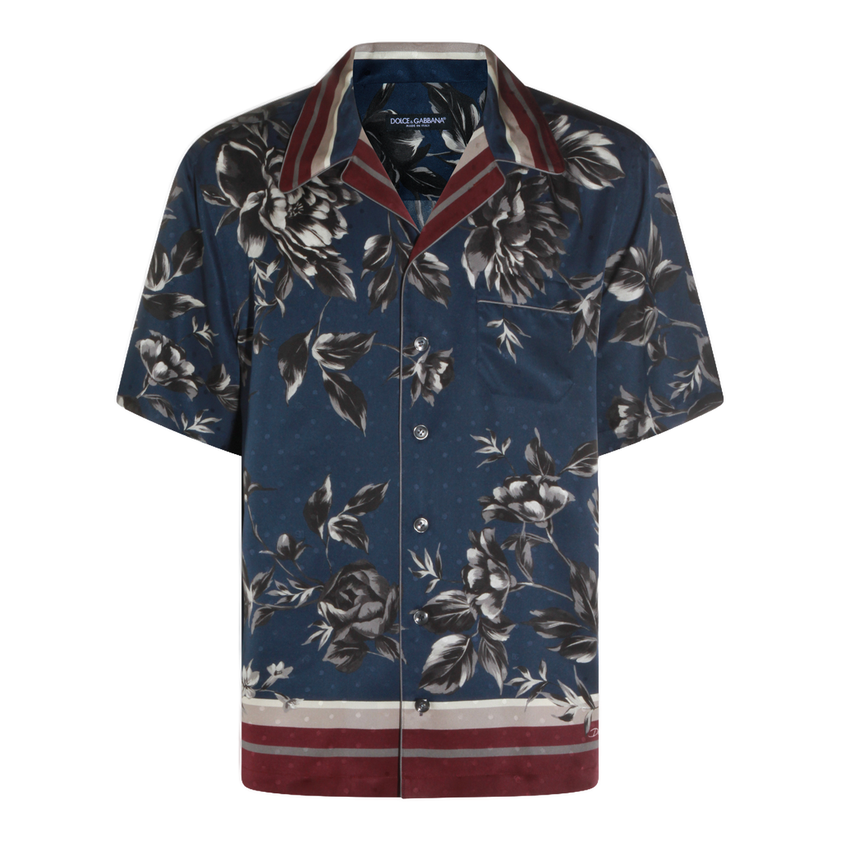 Floral Short-Sleeve Shirt With Contrasting Collar