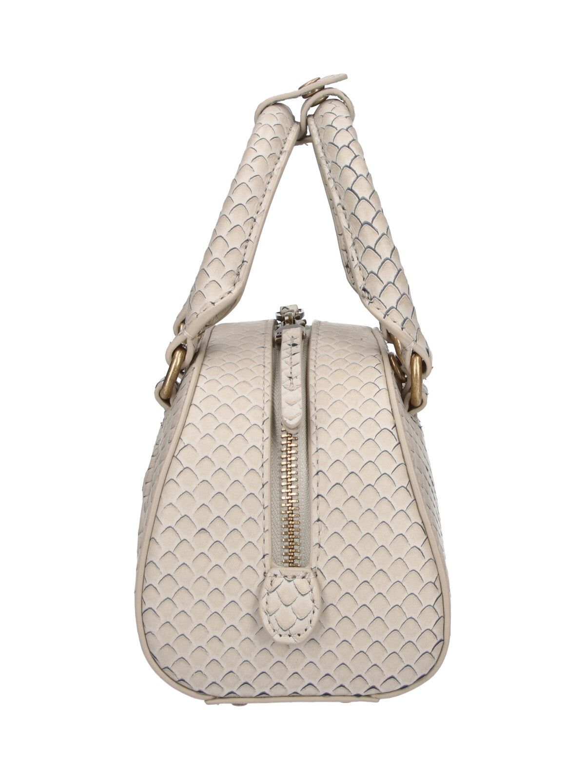 Beige 1dr Dome Textured Leather Bag