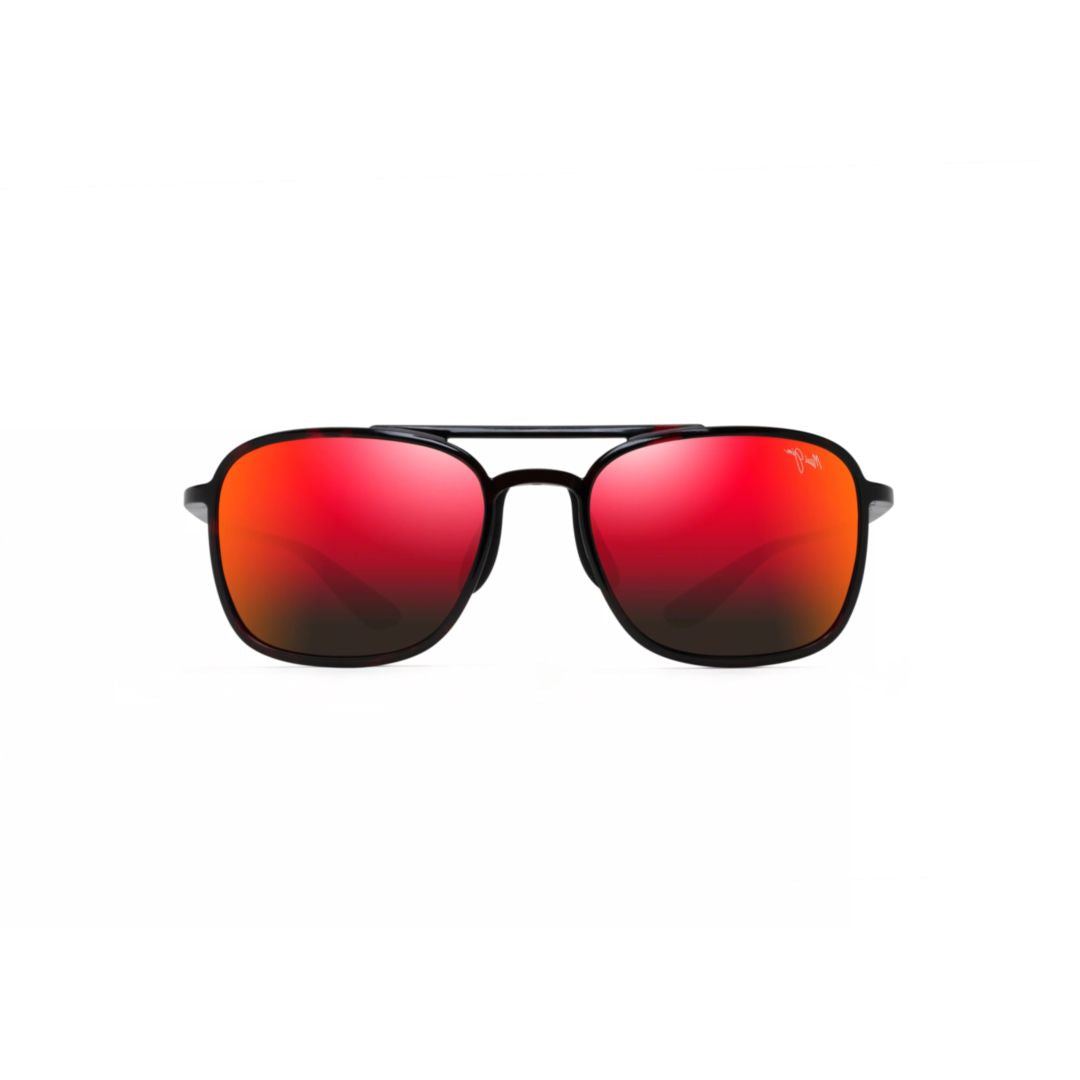Keokea Rectangular Red Mirrored Sunglasses with Double Bridge Design