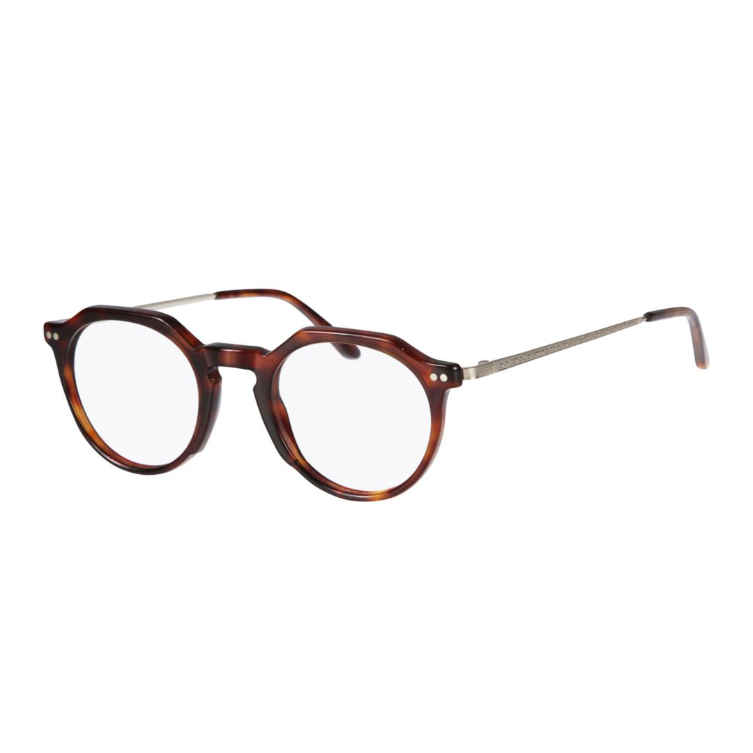 Rayan Tortoiseshell-Patterned Round Frame Eyeglasses with Metallic Temples