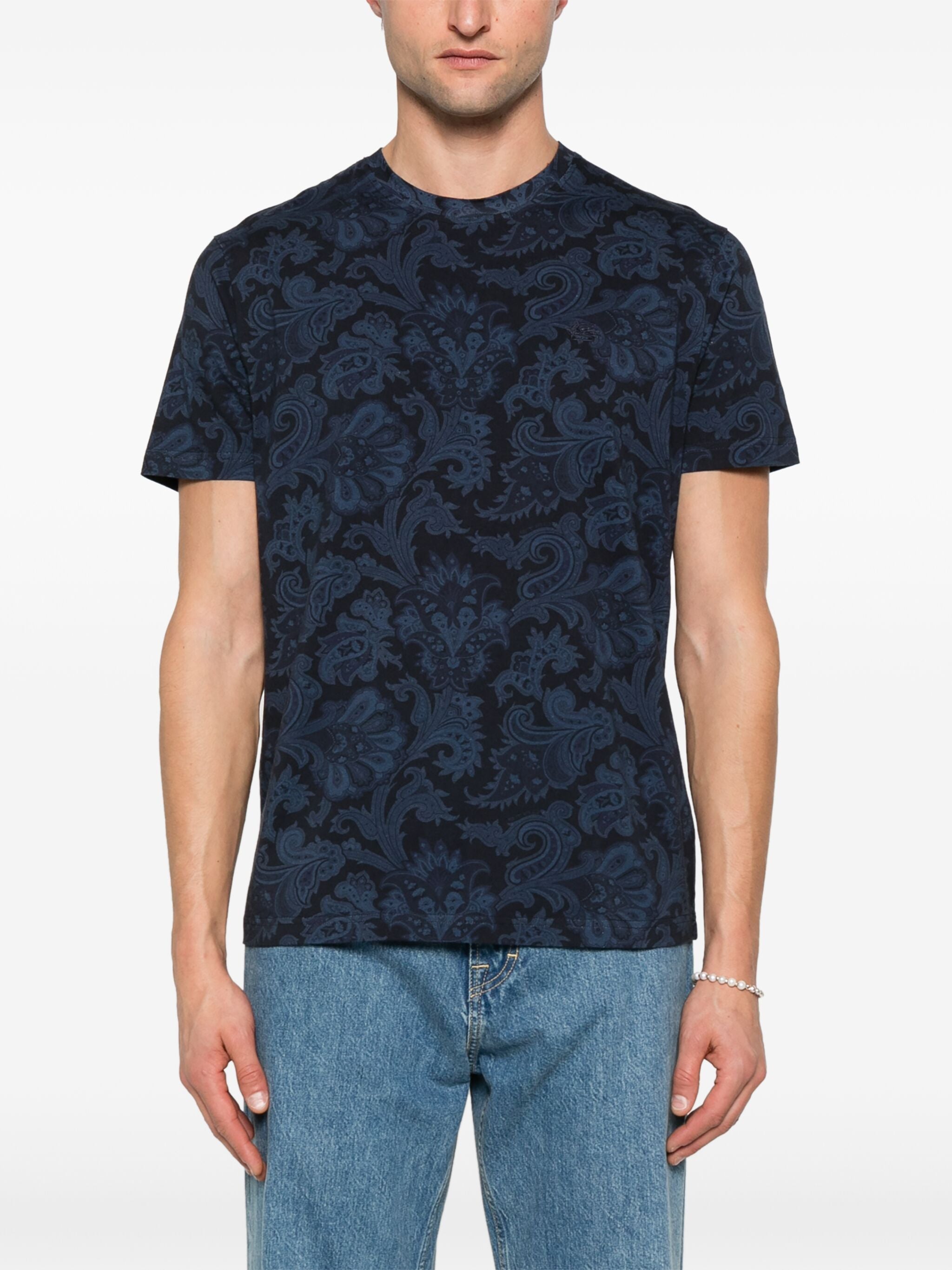 Roma Paisley-Print Floral Cotton T-Shirt