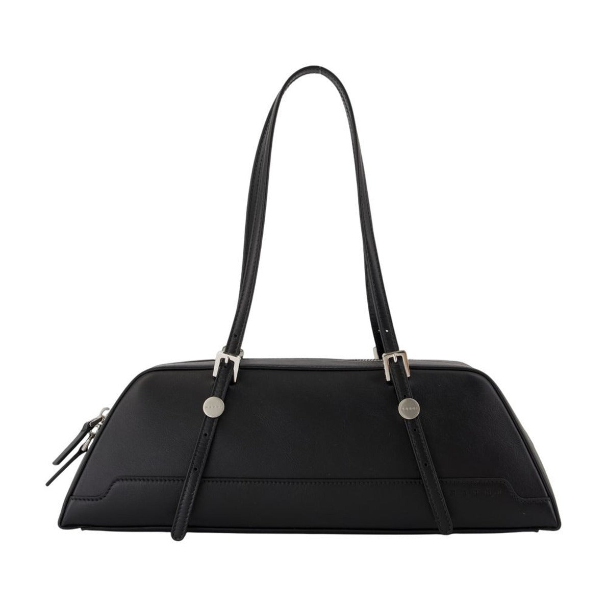 Duffle Shoulder Bag - Leather - Black