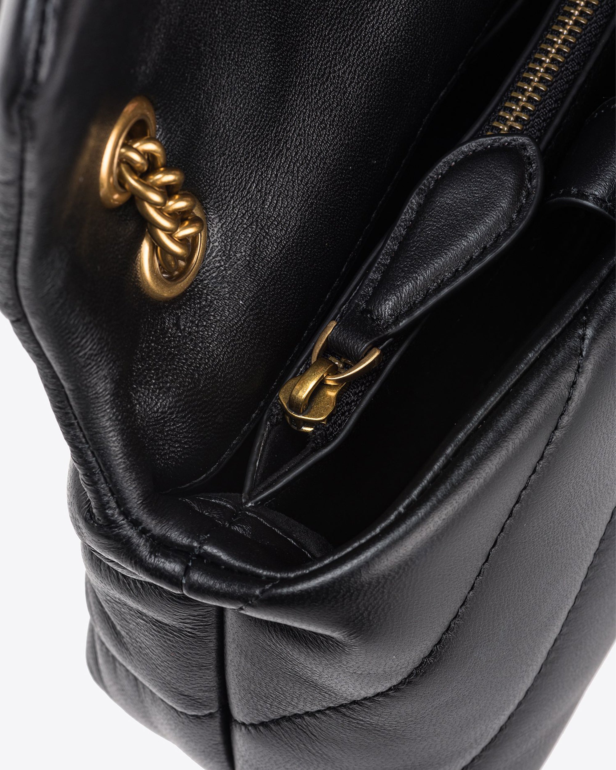 Black/Antique Gold Mini Love Bag Puff Maxi Quilt Bag