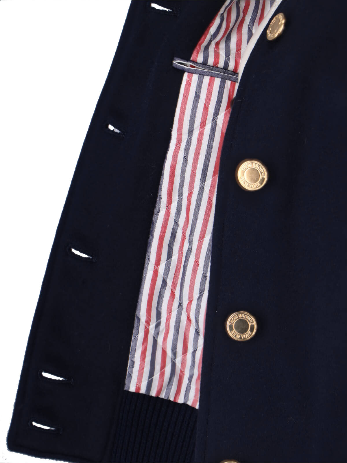 Navy Wool Varsity Leather Sleeve Jacket