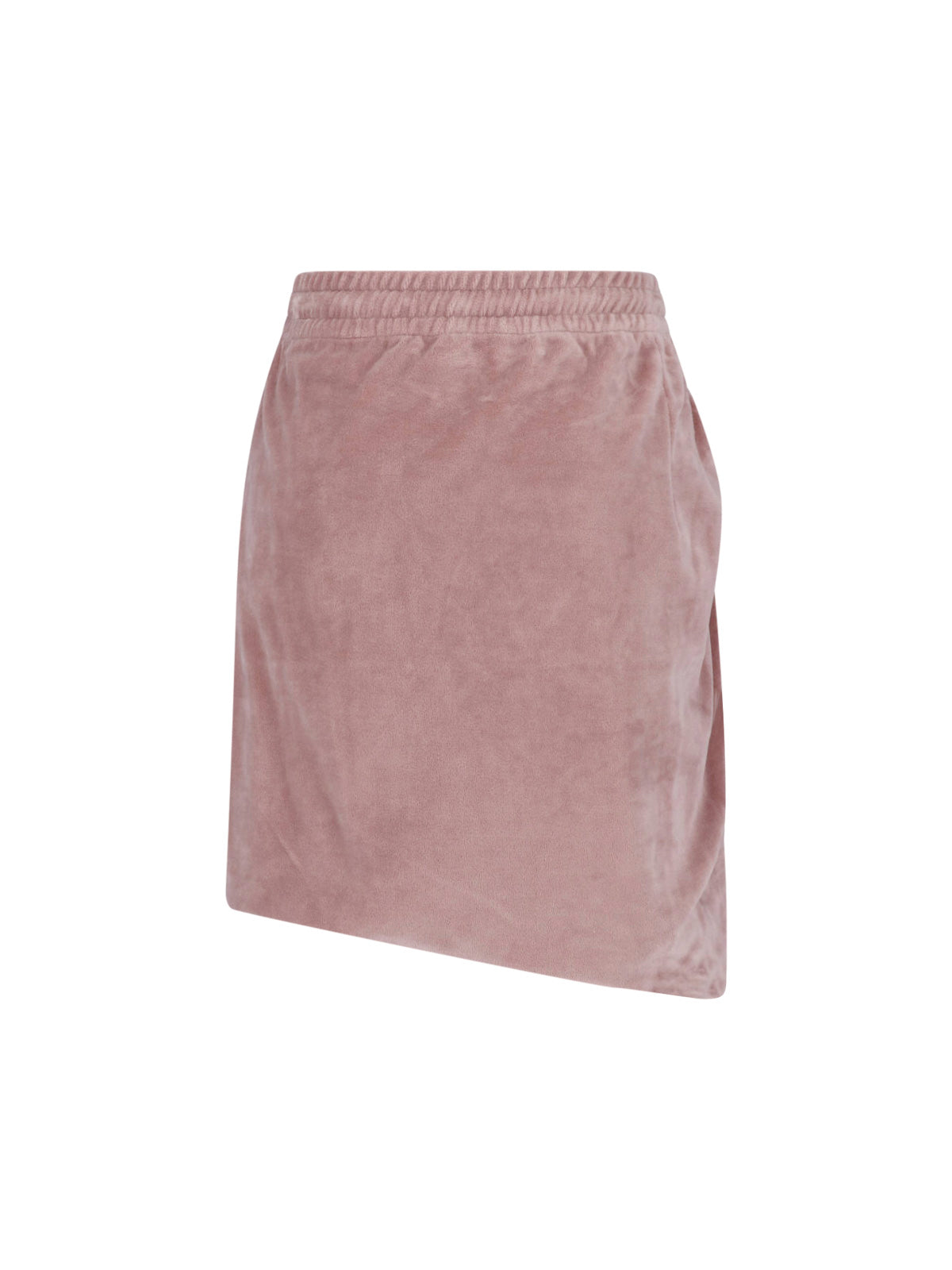 Pink Ruched Drawstring Velvety Skirt