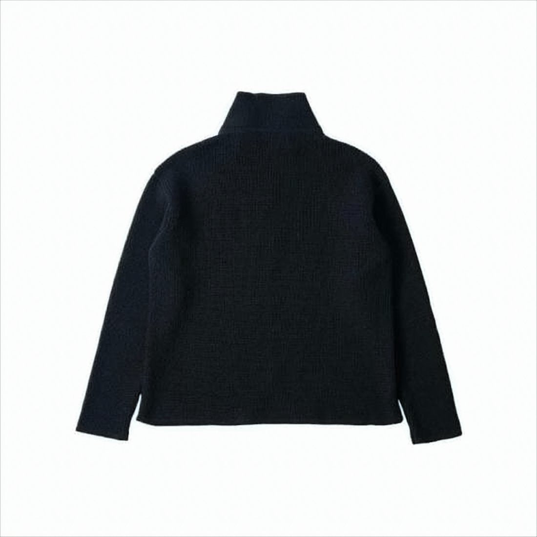 High Collar Black Wool Cardigan