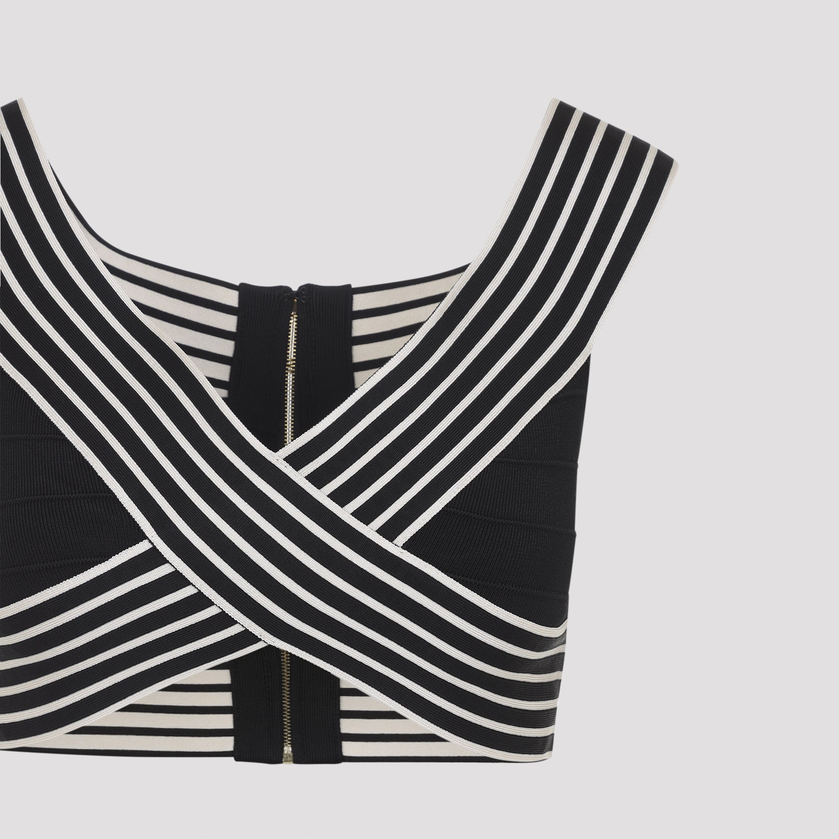 Cropped Top With Crisscrossing Striped Straps
