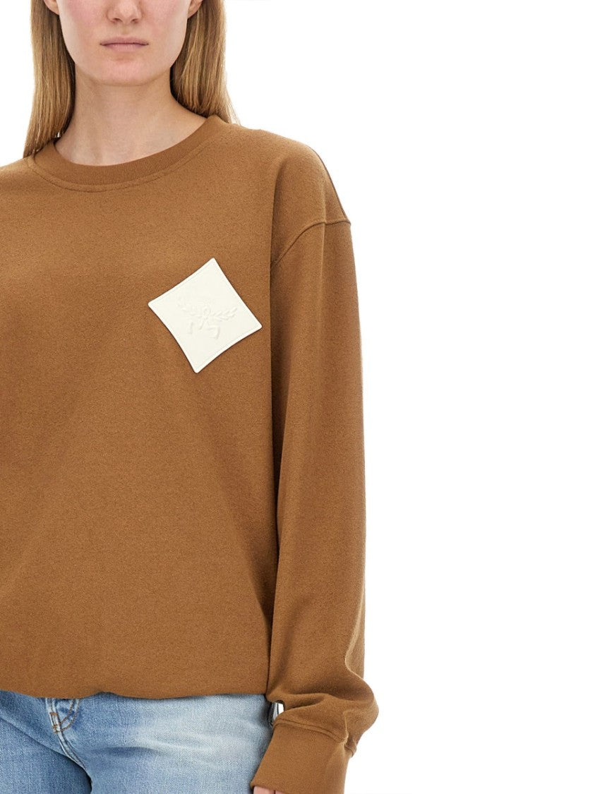 Brown Sweatshirt With Logo Patch