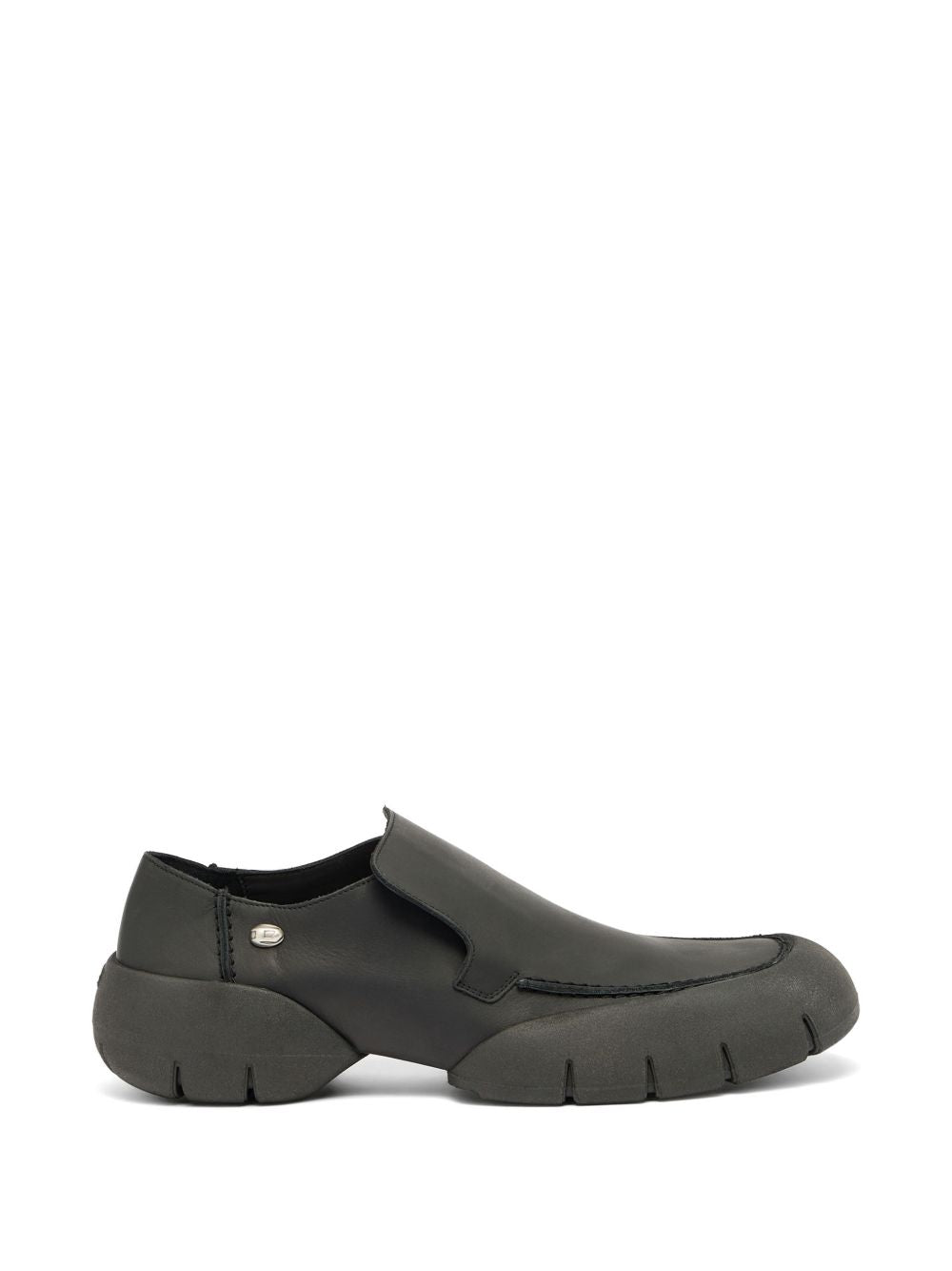 Slip-On Black Flat Shoes With Textured Sole