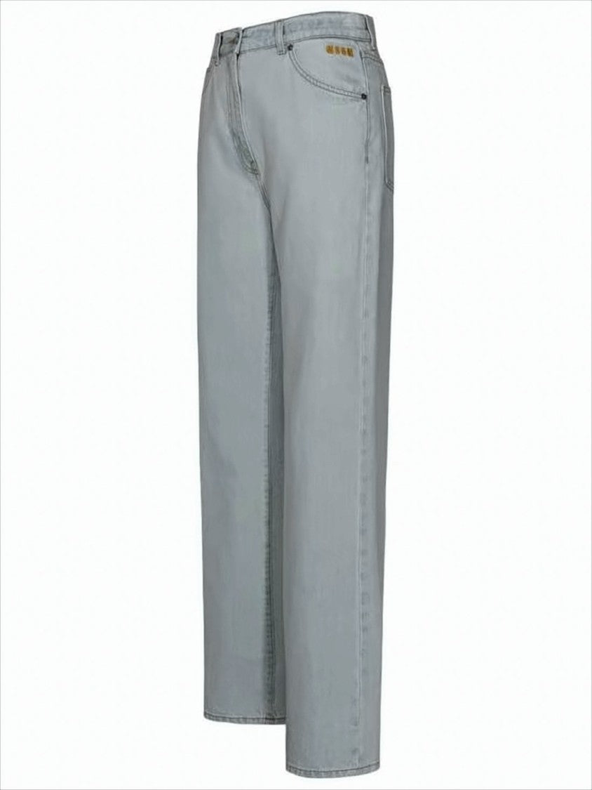 Light Wash Denim Pants with Classic Five-Pocket Design