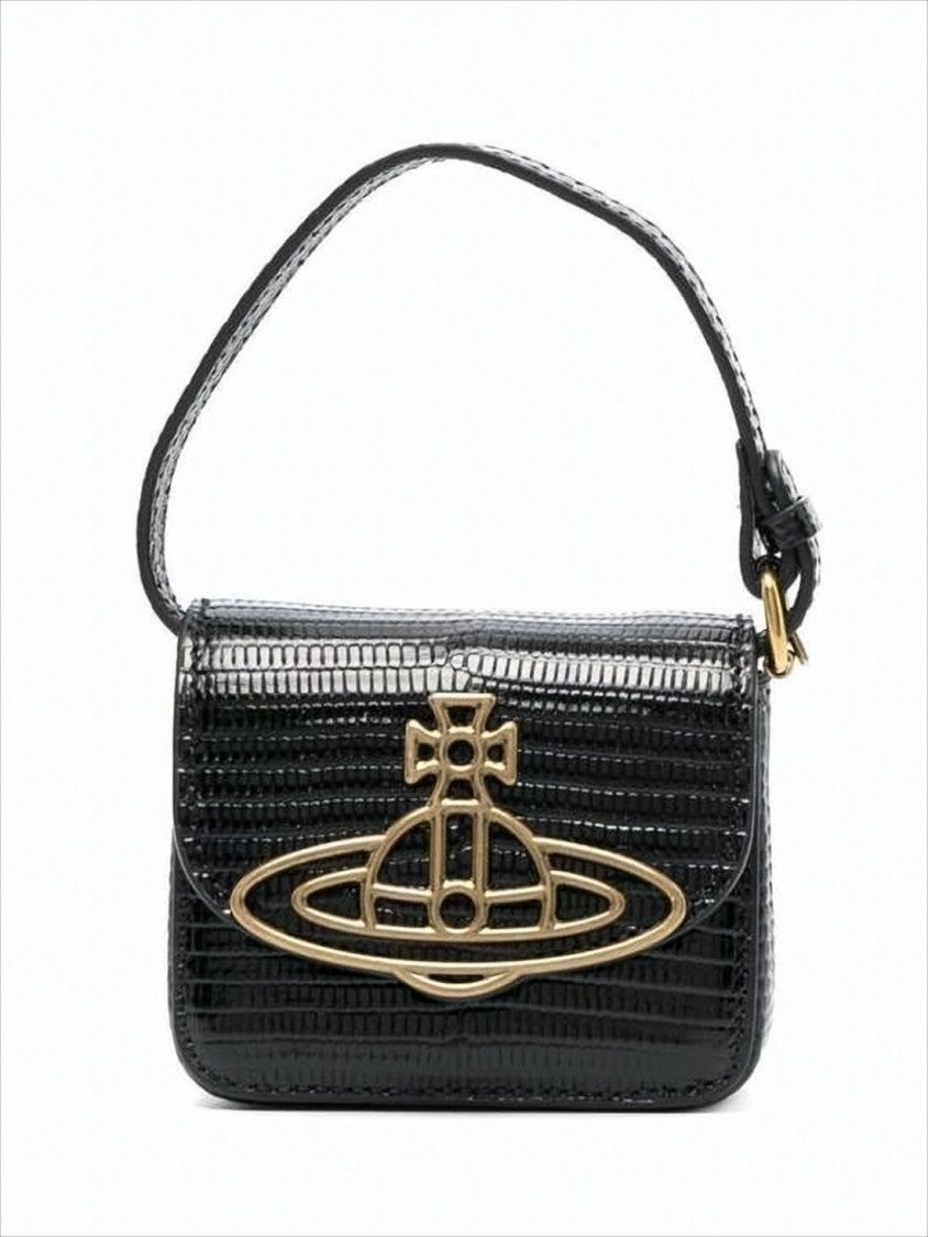 Structured Black Tote Bag with Crocodile-Like Pattern