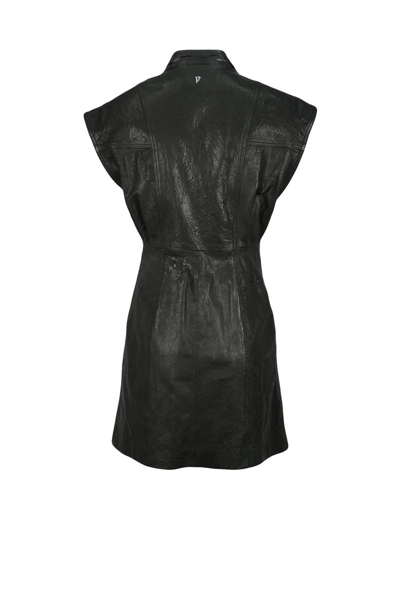 Short Leather Dress - Black