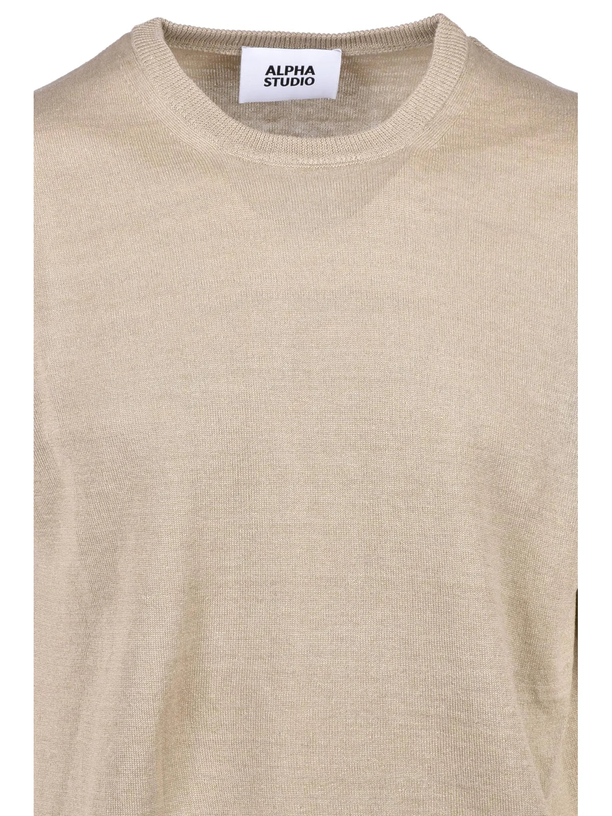 Beige Men Hemp Brushed Pullover Top
