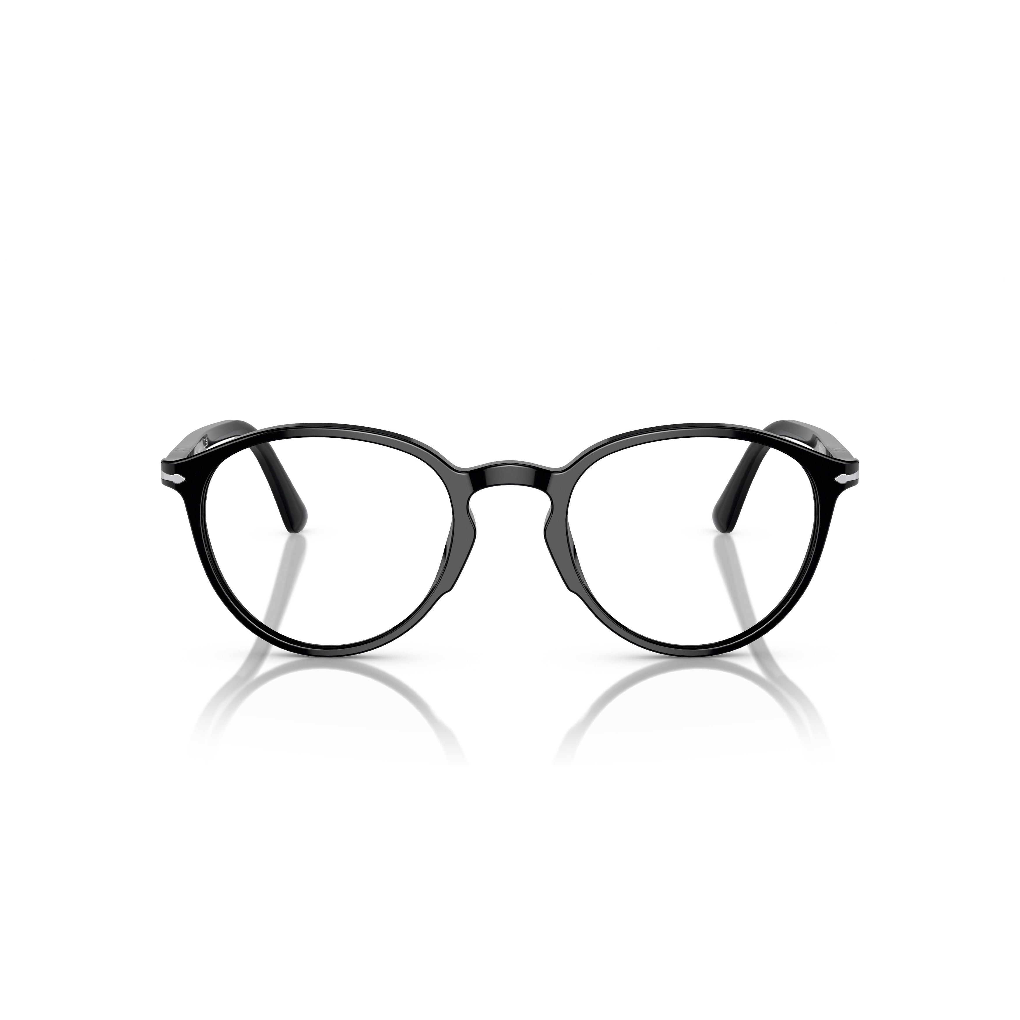 0po3218v Glossy Black Acetate Round Frame Eyeglasses