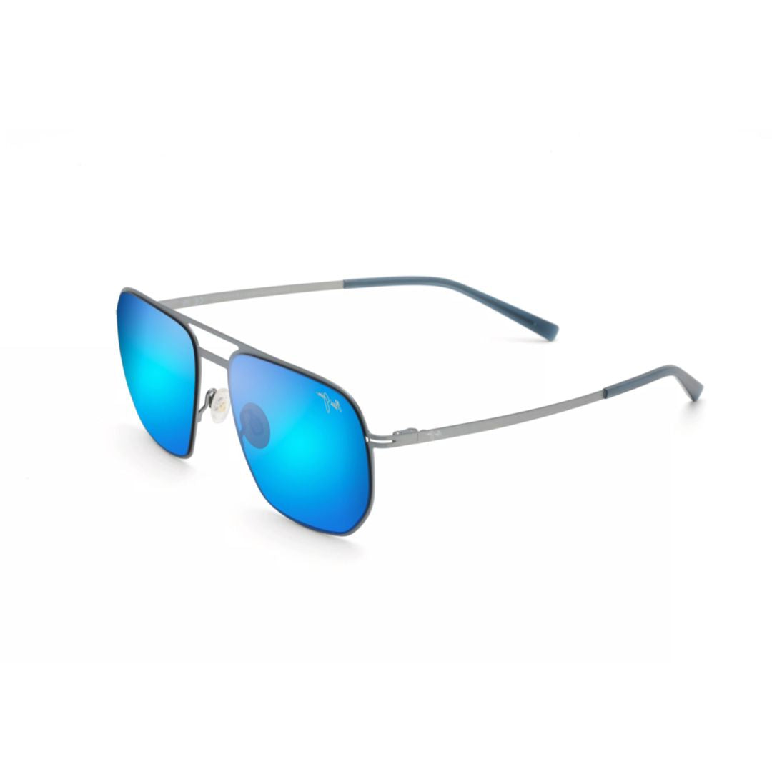 Sharks Cove Reflective Blue Square Sunglasses with Thin Metal Frame