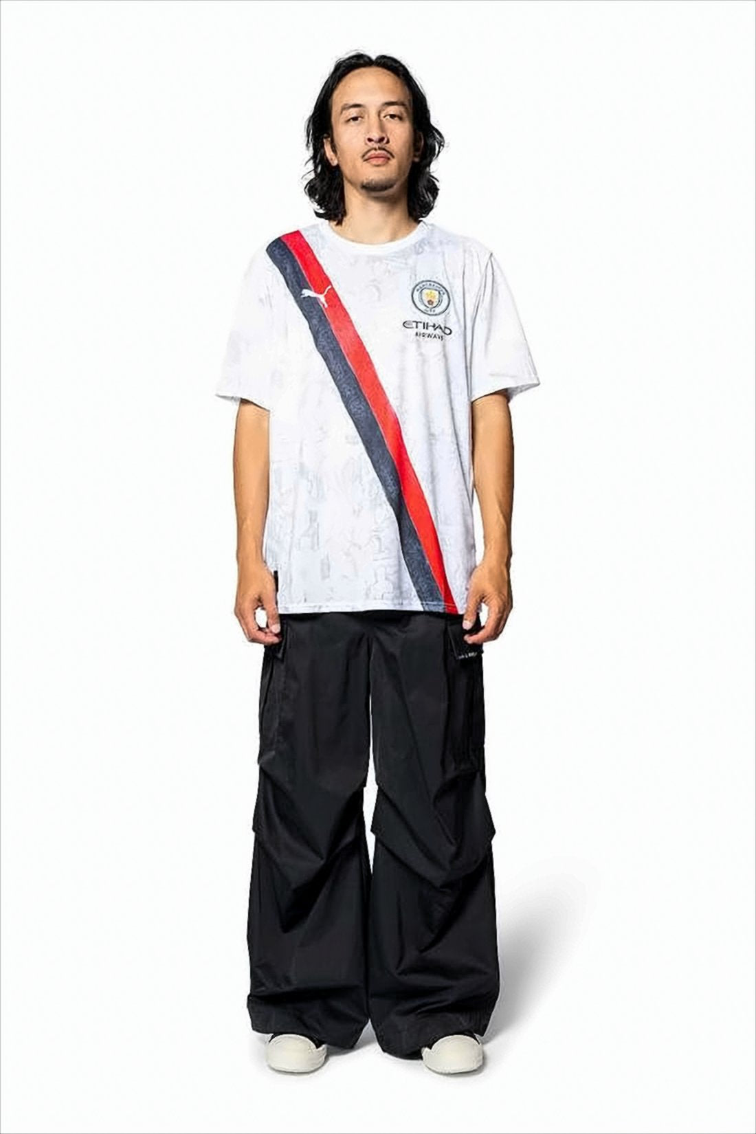Short-Sleeve T-Shirt with Bold Diagonal Stripe