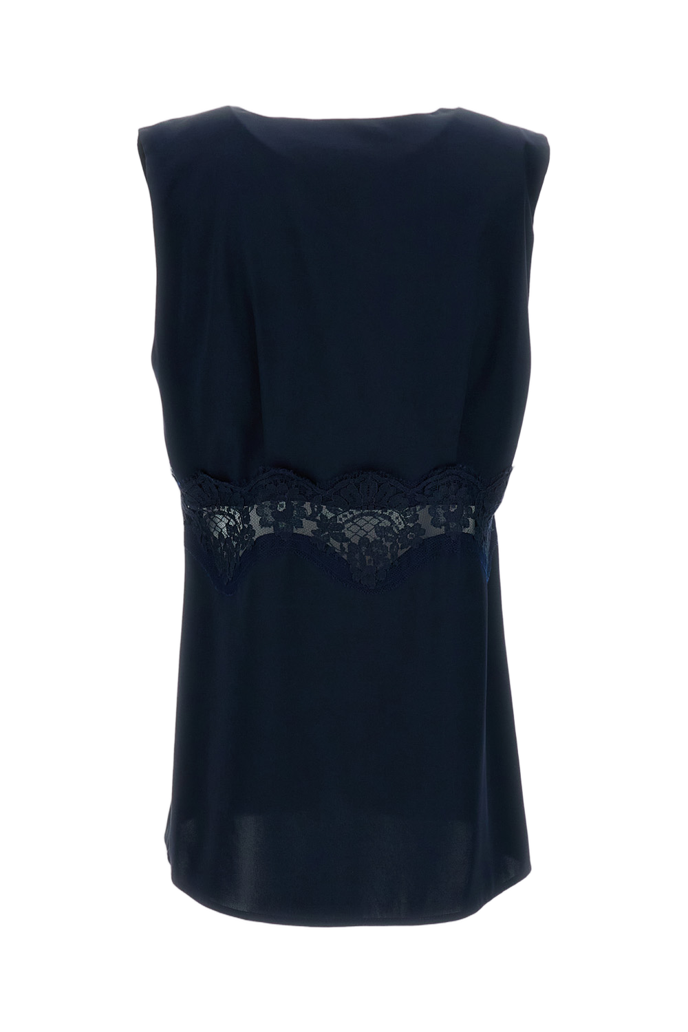 V-neck Sleeveless Top with Lace Insert