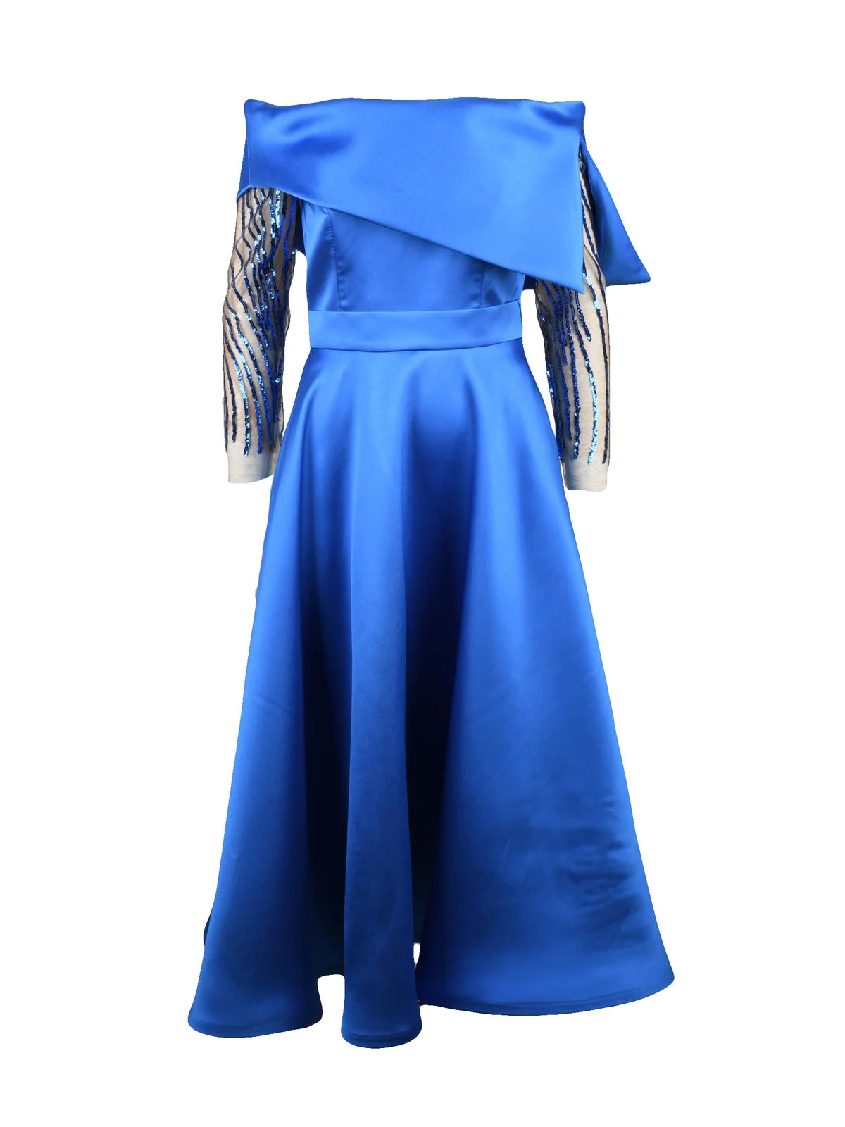 Cobalt Satin Polyester Women Long Dress