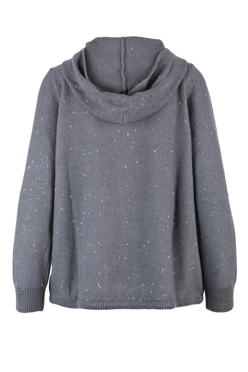 Sequin Zip Cardigan - Grey