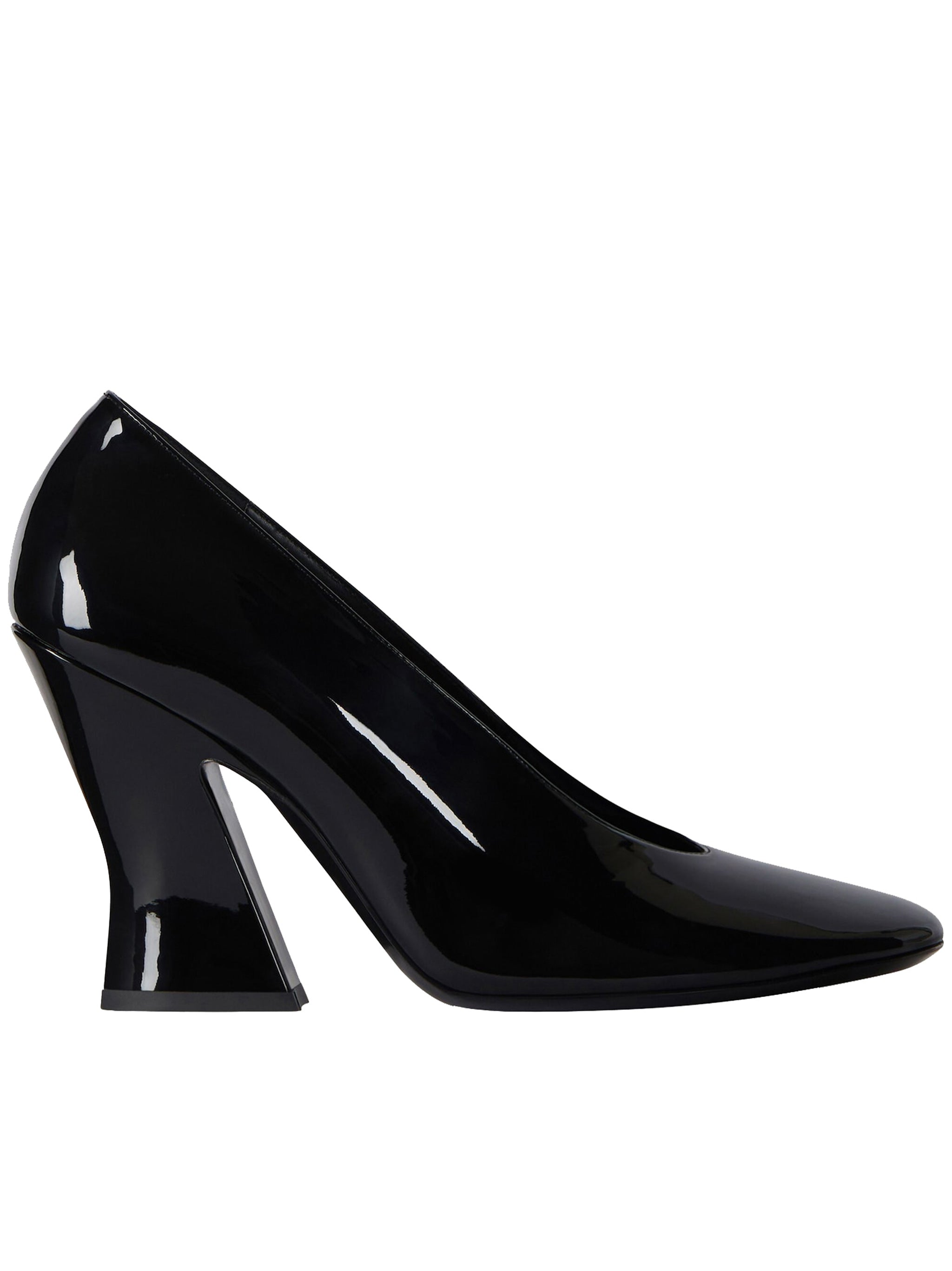 Sculpted Black Patent Leather Block Pumps