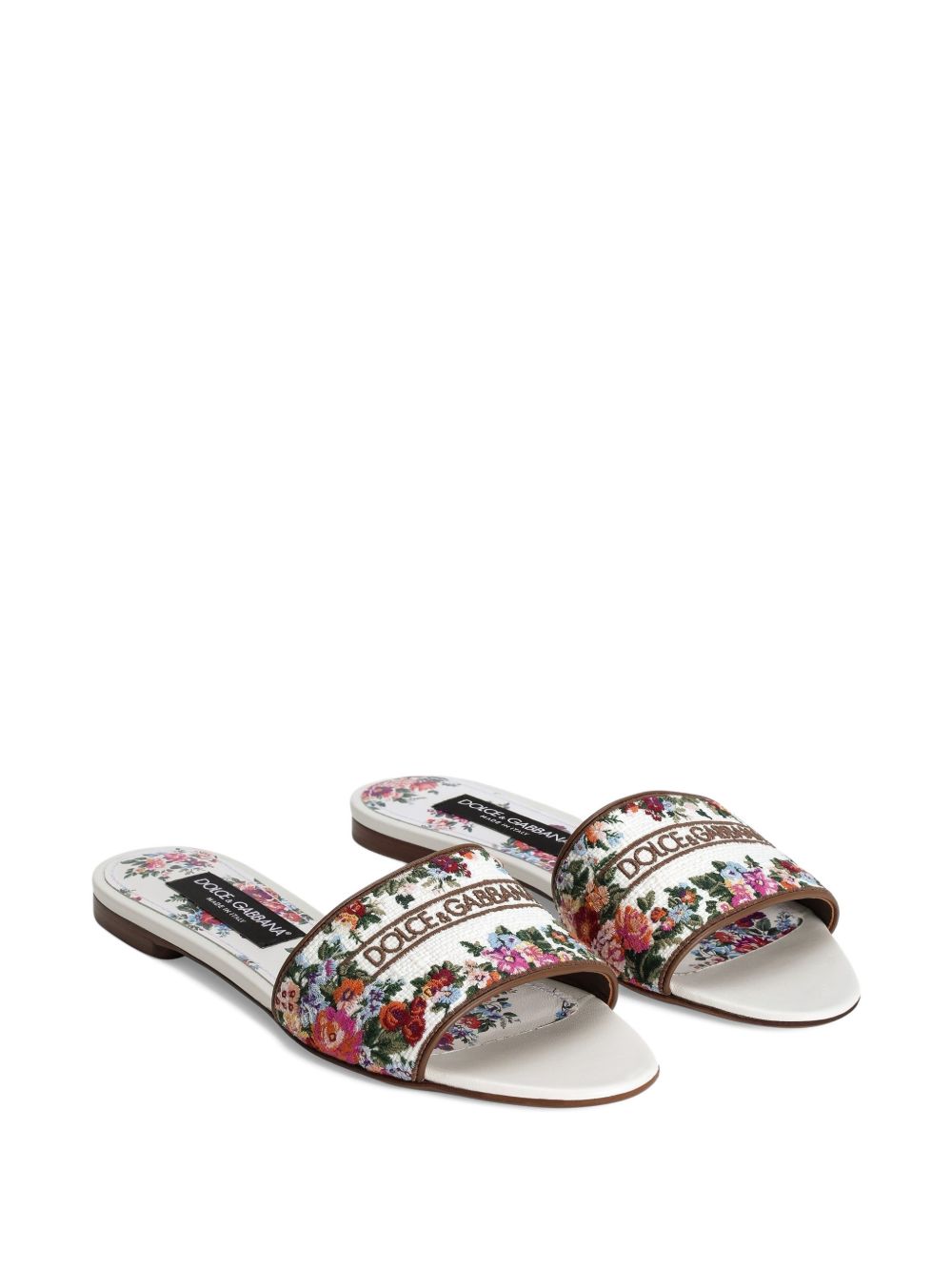 Slip-On Floral Flats with Logo Detail