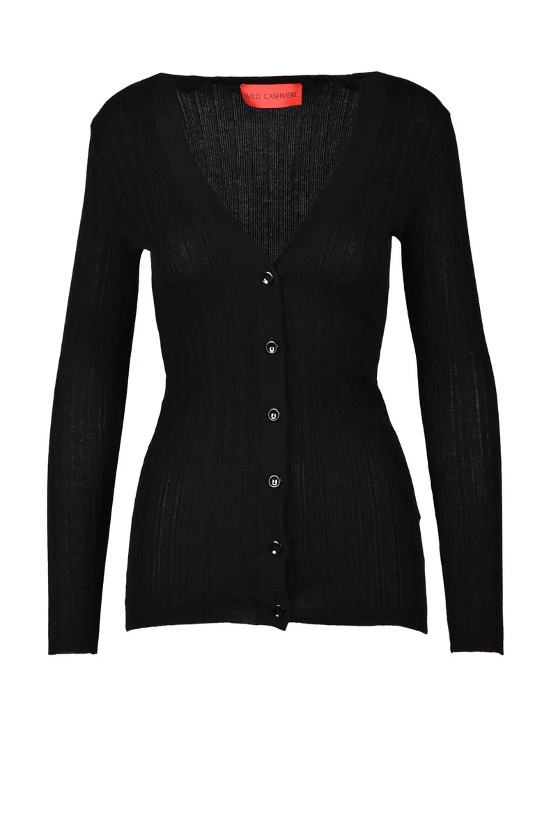 Ribbed Cardigan - Black