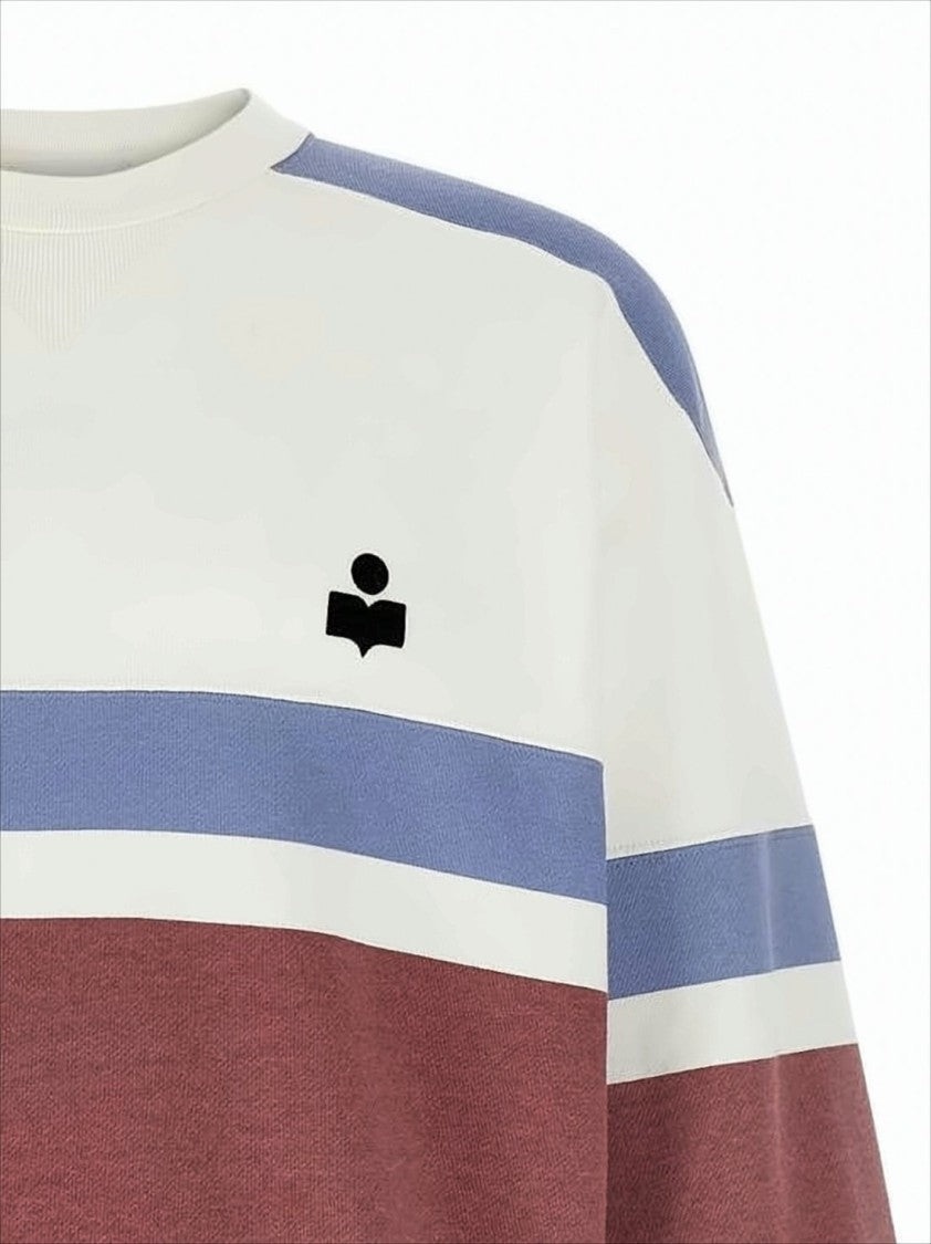 Horizontal Color-Block Long-Sleeve Sweatshirt with Ribbed Details