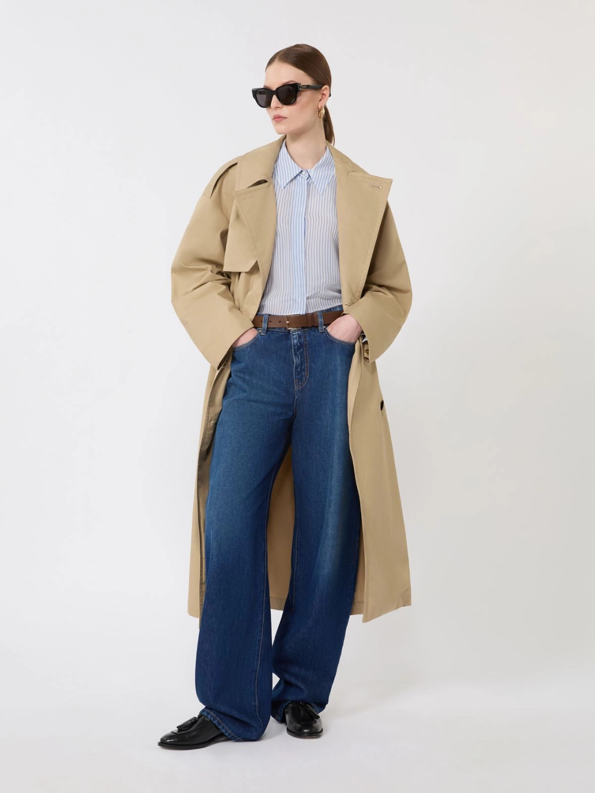 Wide-Leg Denim Jeans with High Waist