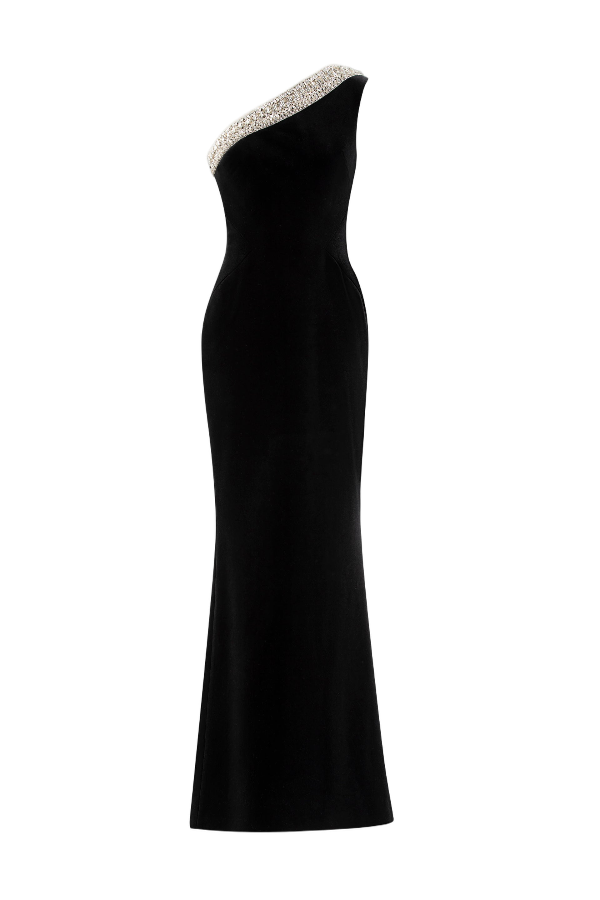 Crystal Embellished One-Shoulder Dress