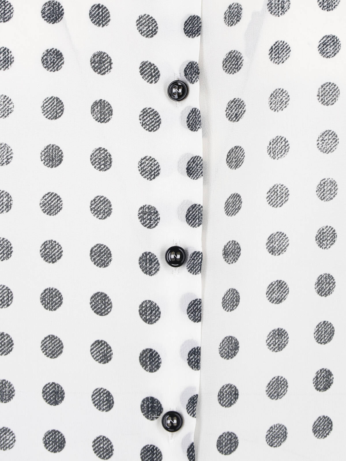 White Black Polka Dot Silk Blouse