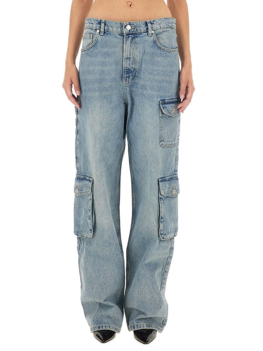 Cargo Pants With Vintage Light Wash