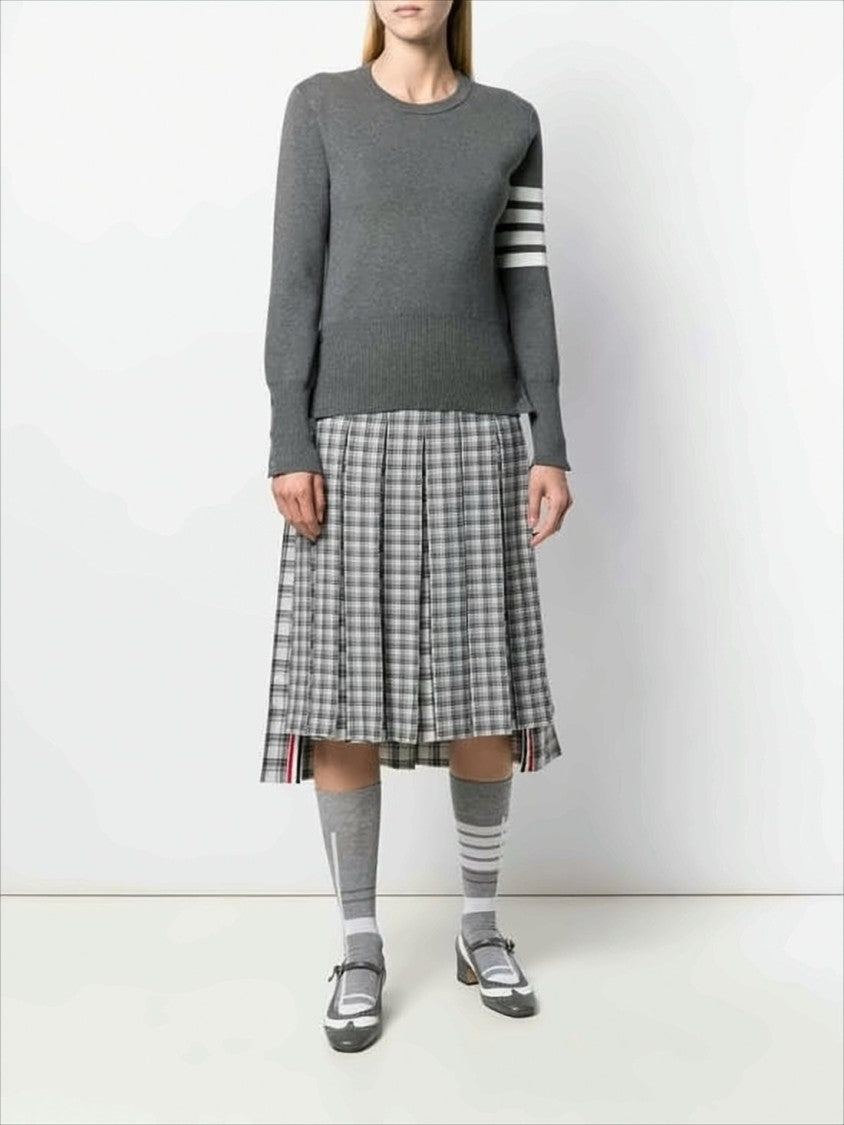 Fitted Knit Sweater with Tricolor Details