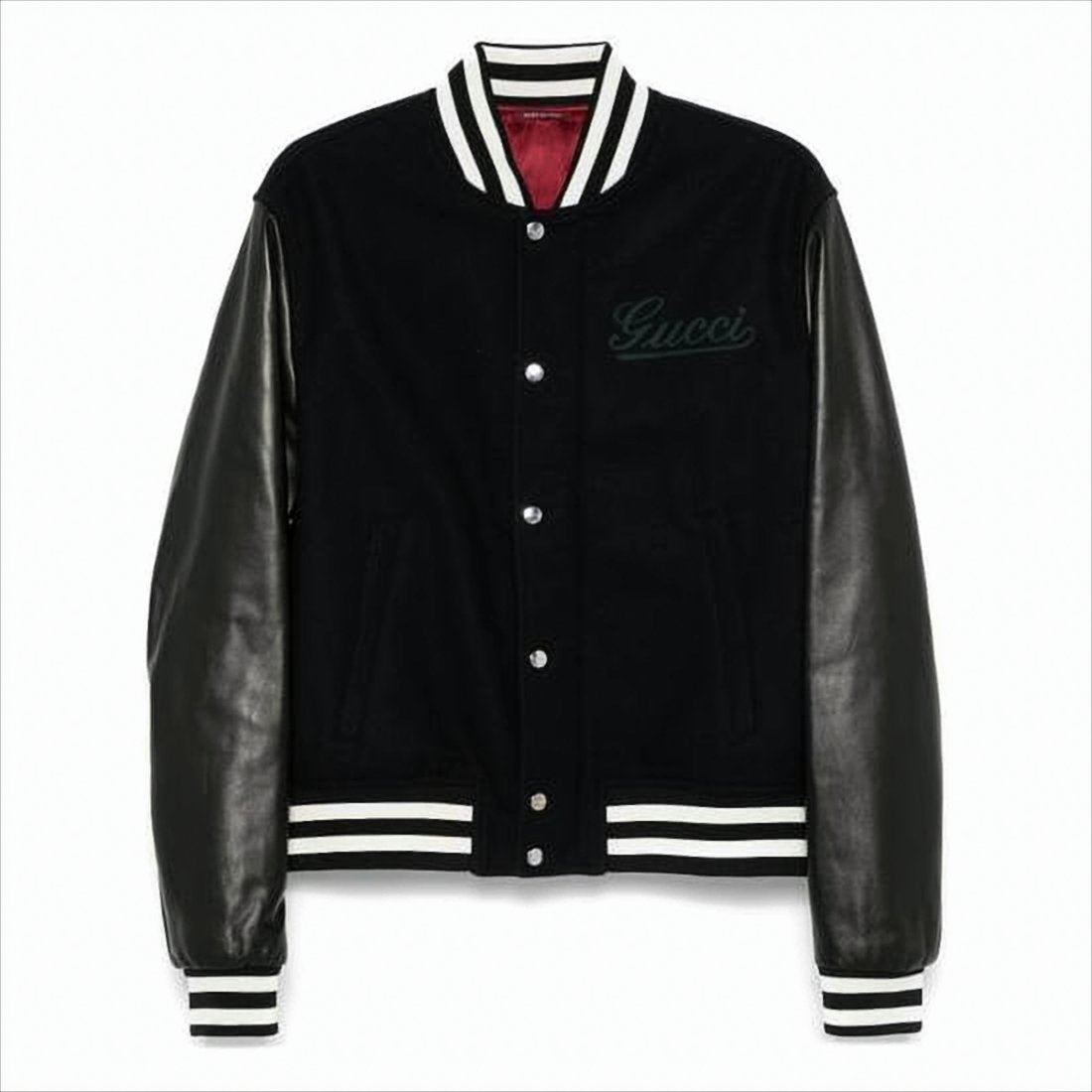 Varsity-Inspired Bomber Jacket with Leather Sleeves