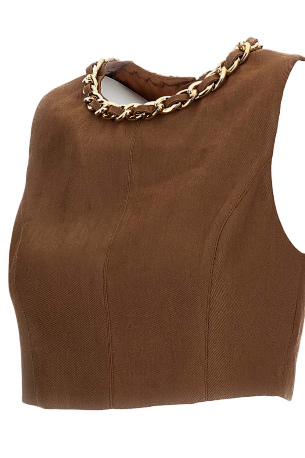 Cropped linen-blend top