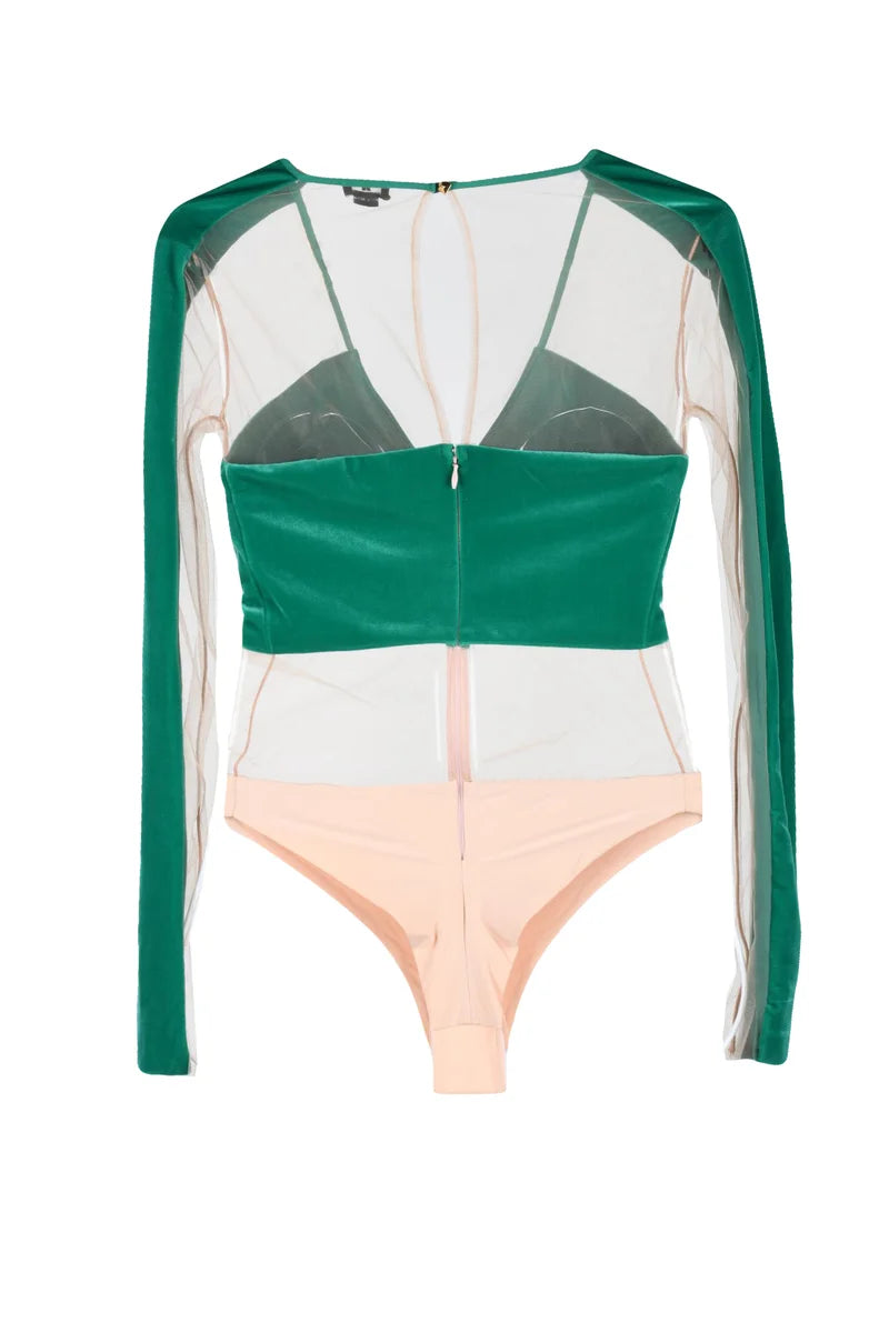 Polyester Stretch Bodysuit - Green