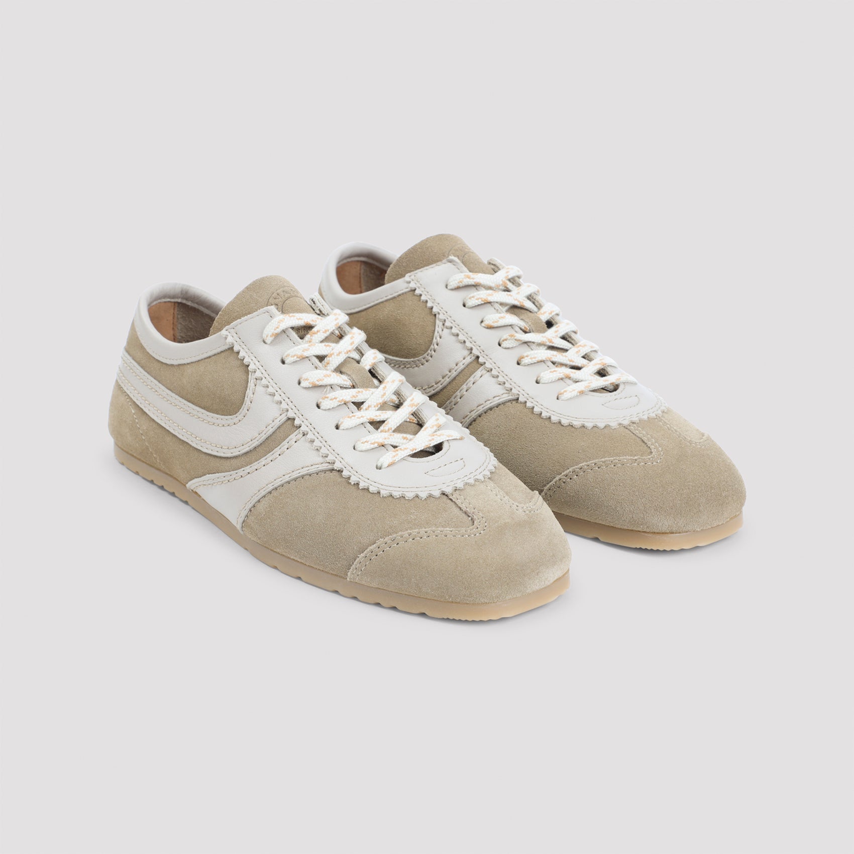 Low-Top Sneakers with Smooth and Suede Leather Panels