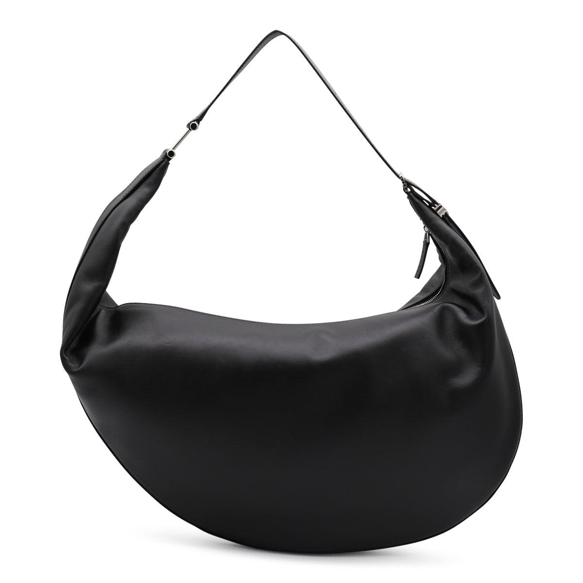 Black Leather Hobo Dot Shoulder Bag