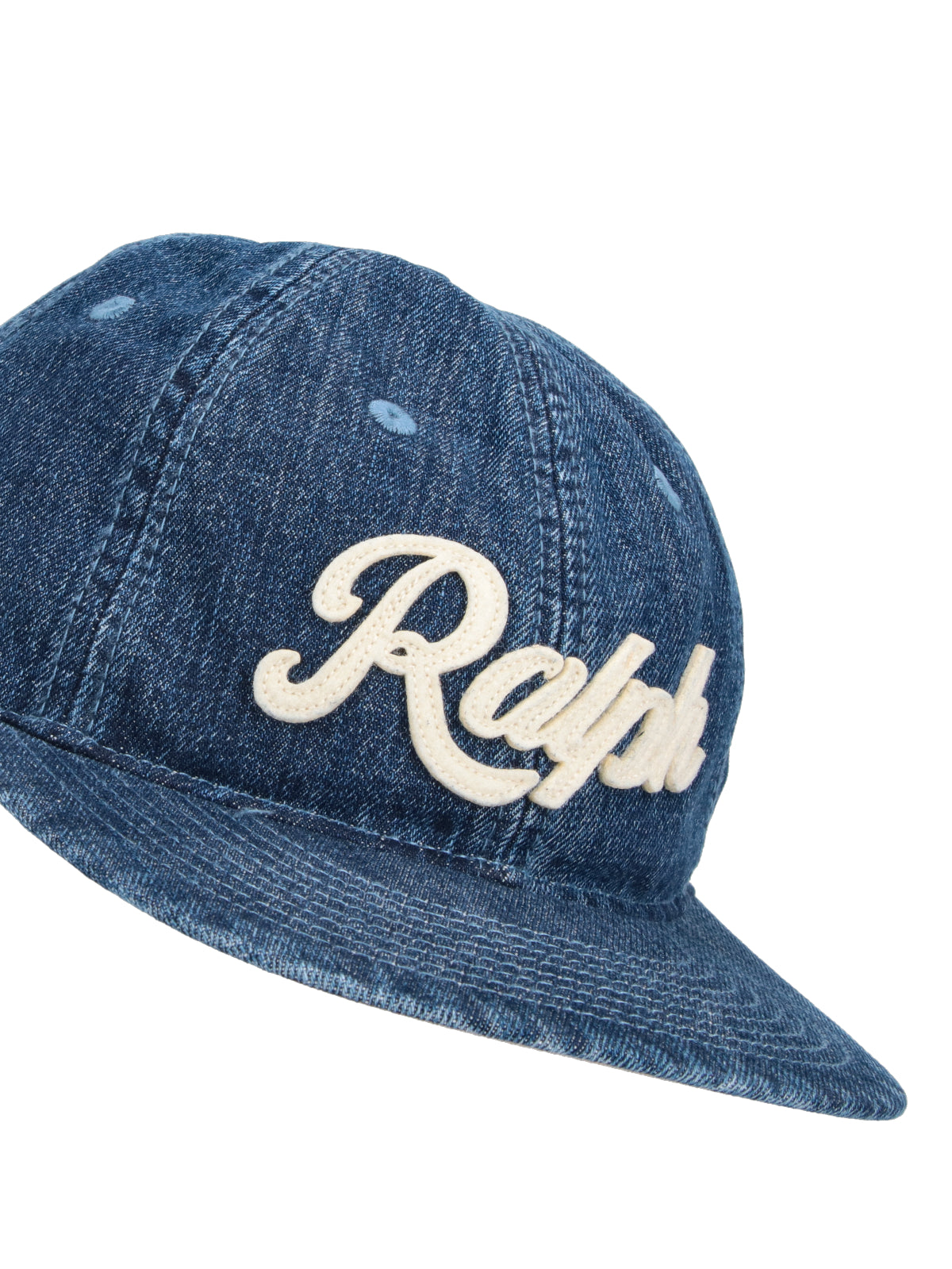 Blue Six-Panel Embroidered Denim Hat