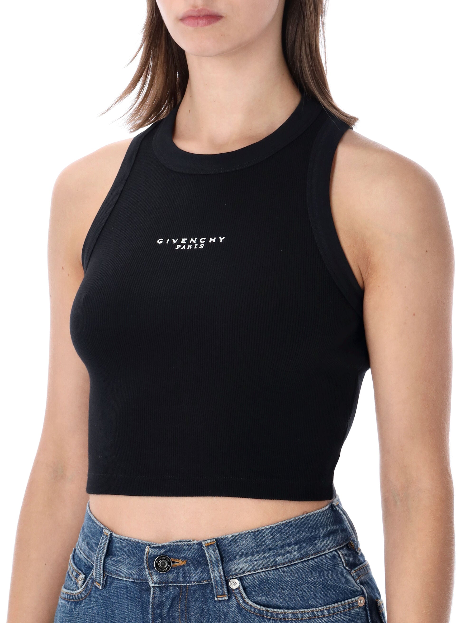 Vintage-Inspired Cropped Tank Top with Racerback Design