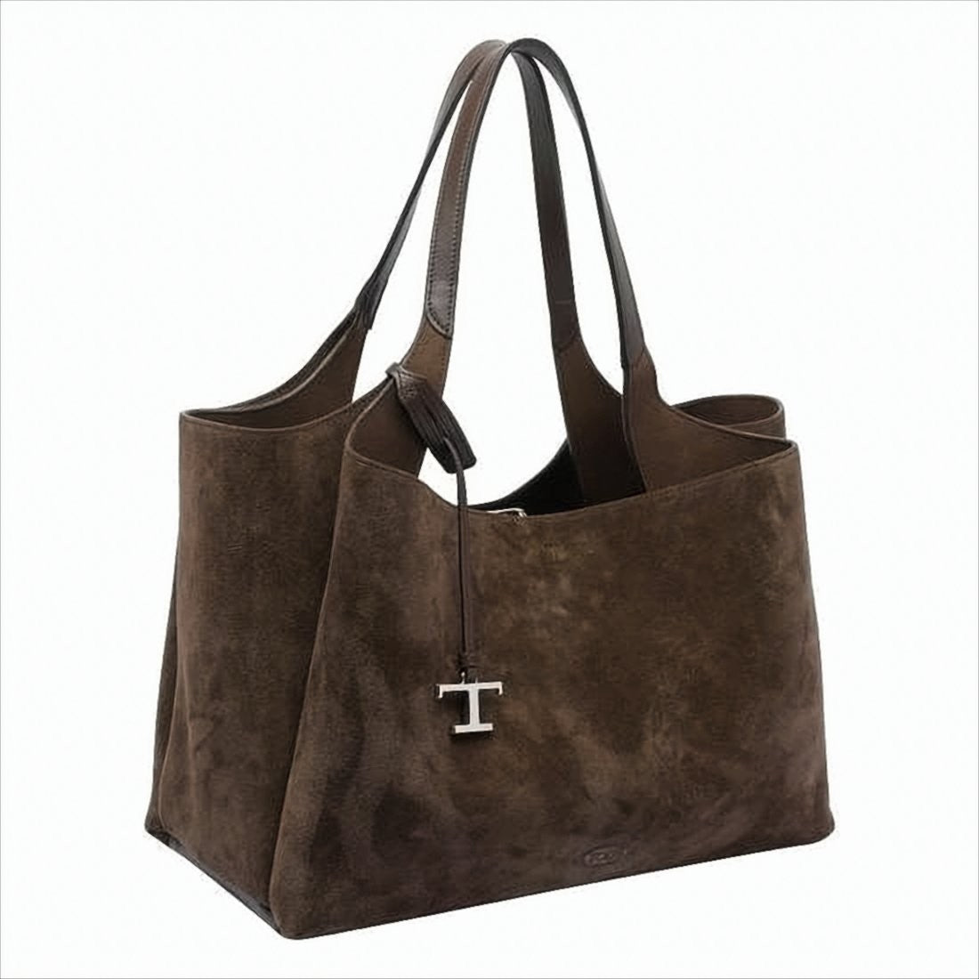 Suede Calf Leather Shoulder Bag With Metallic Detail