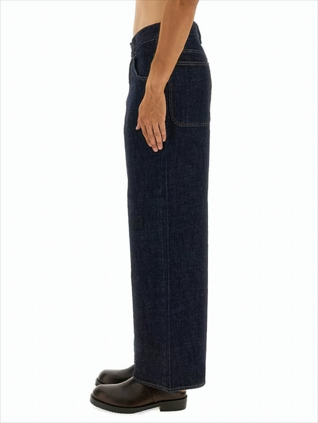 Indigo Blue Wide-Leg Denim Pants