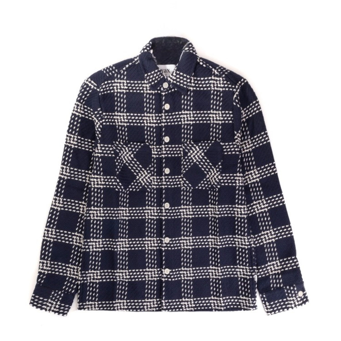 Navy Check Design Button-Up Shirt