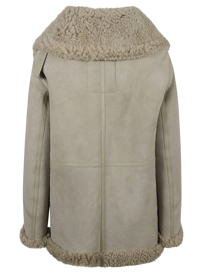 Lamb Shearling Coat With Textured Collar