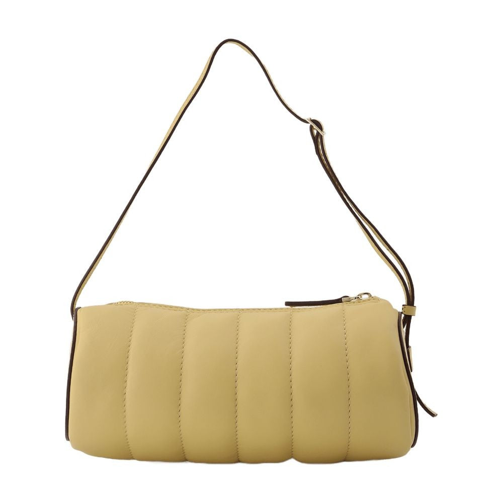 Padded Cylinder Bag In Cream Leather